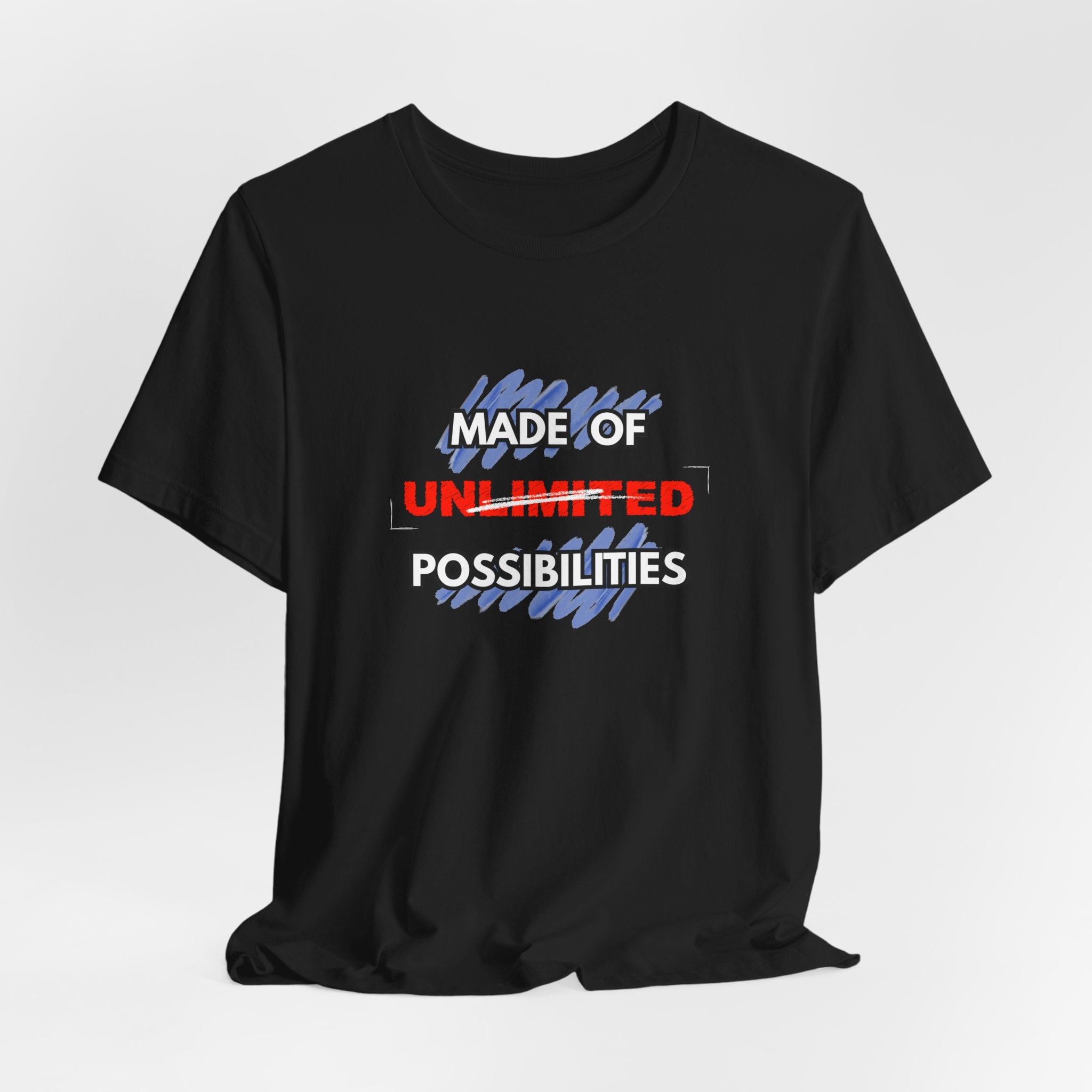 Inspirational Short Sleeve Unisex Workout Tee - Made of Unlimited Possibilities, Motivational Shirt, Casual Wear, Gift Idea, Everyday Tee, [...]