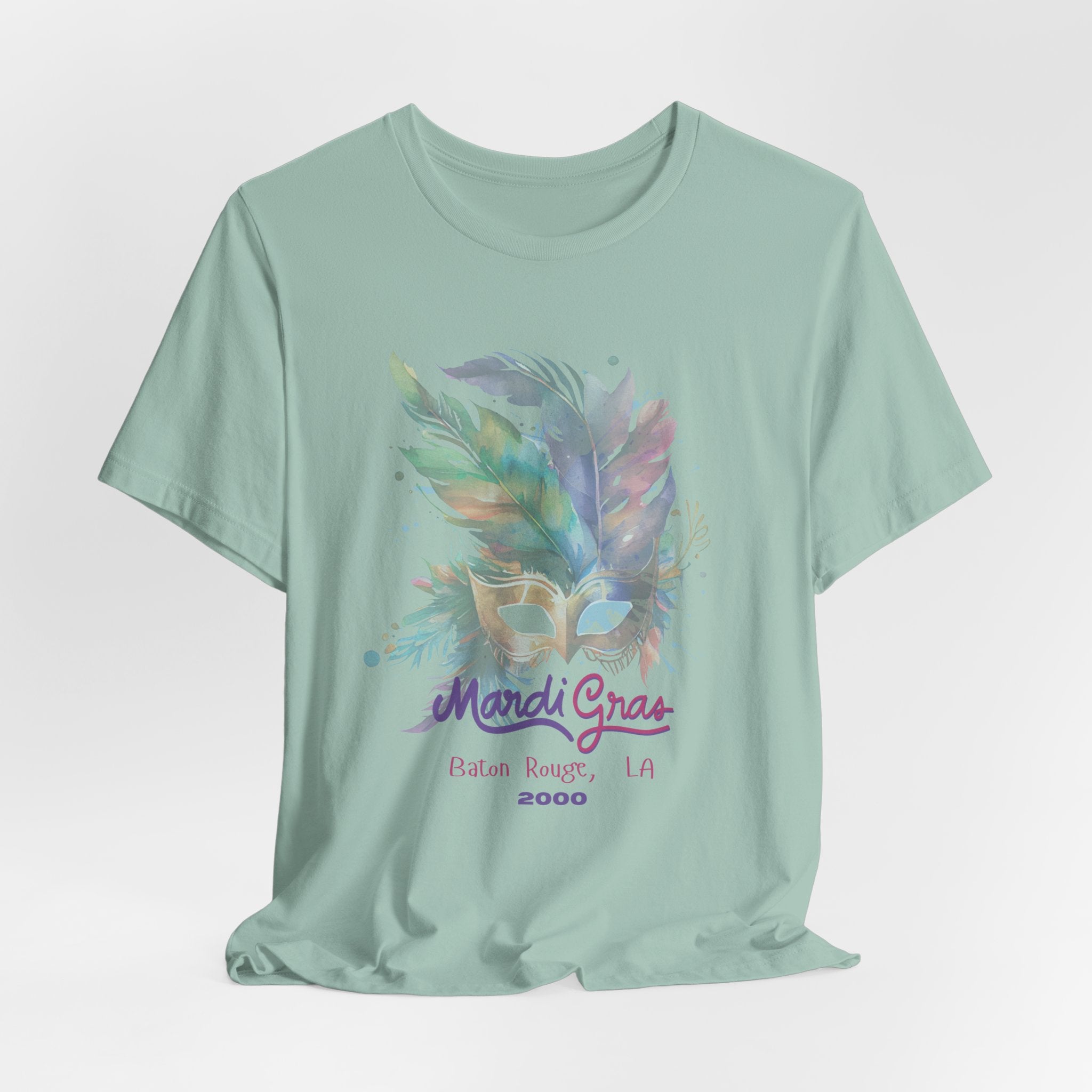 Vintage 2000 Baton Rouge LA Mardi Gras Celebration Tee, Unisex Party T-Shirt, Festival Apparel, Gift for Mardi Gras, Colorful Graphic Tee