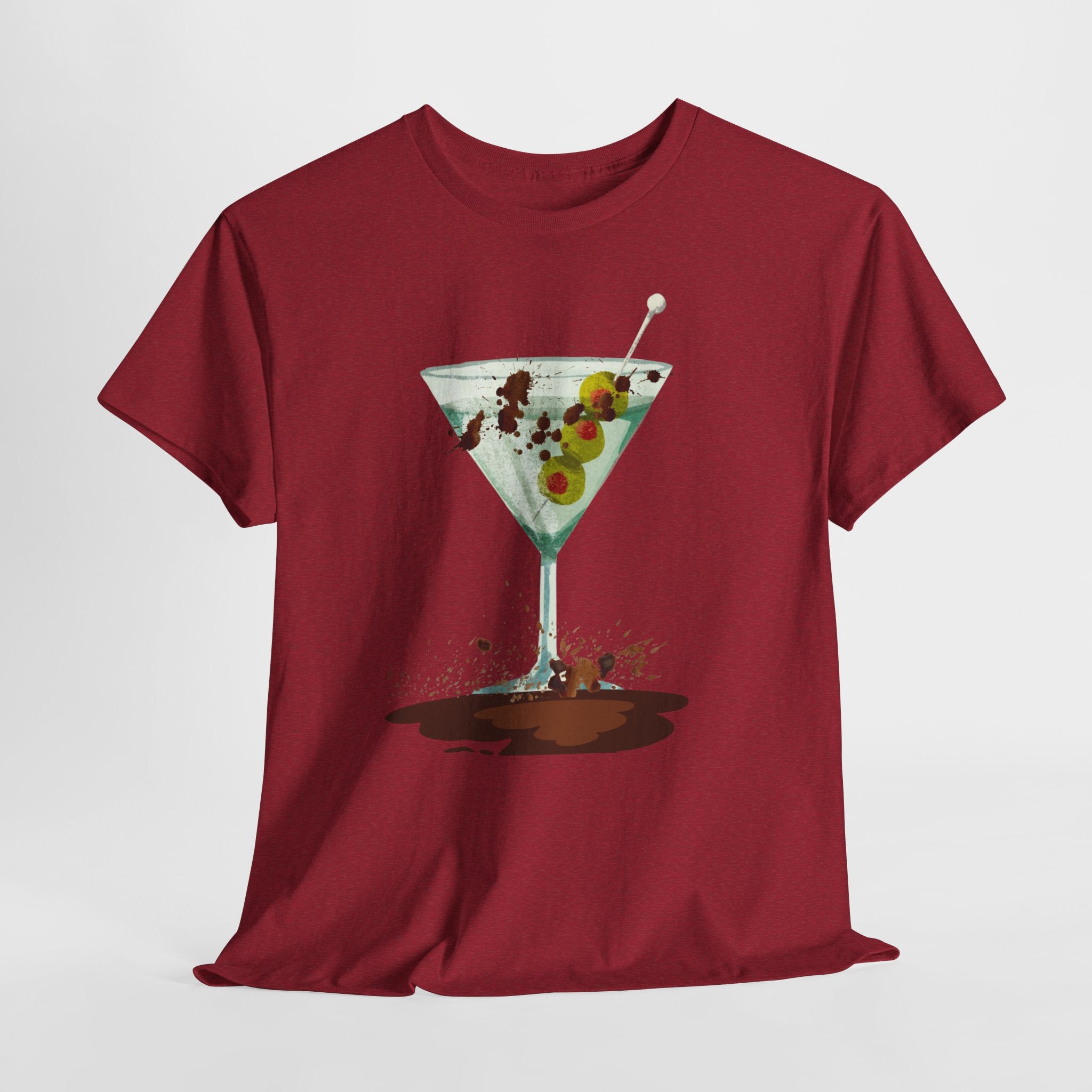 Fun Graphic "Dirty Martini" Unisex Heavy Cotton T-Shirt — Contemporary Graphic Cocktail Culture