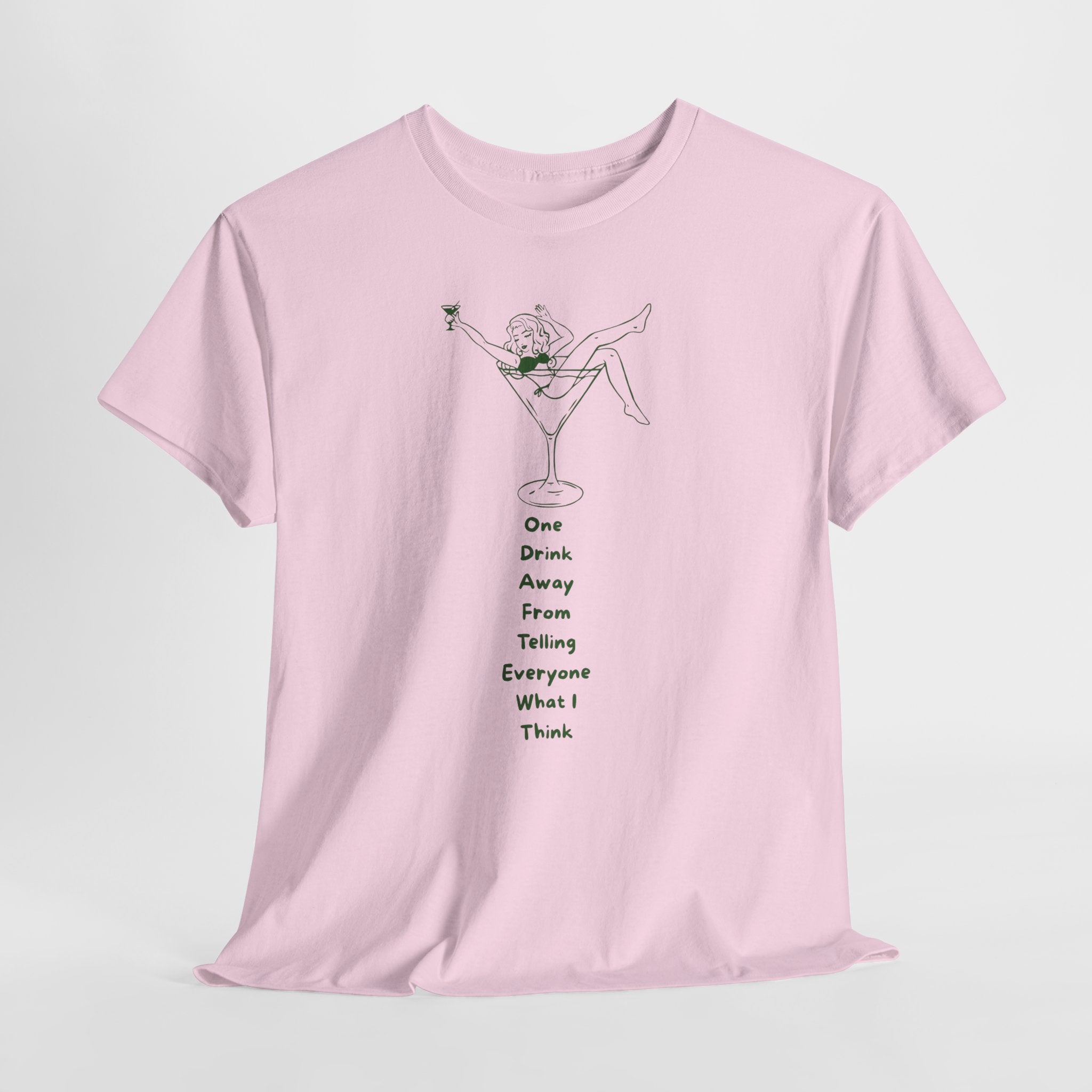 Funny One Drink Away From...Unisex heavy Cotton T-Shirt, Gift for Friends, Party Wear, Casual Style, Perfect for Birthdays, Celebrations