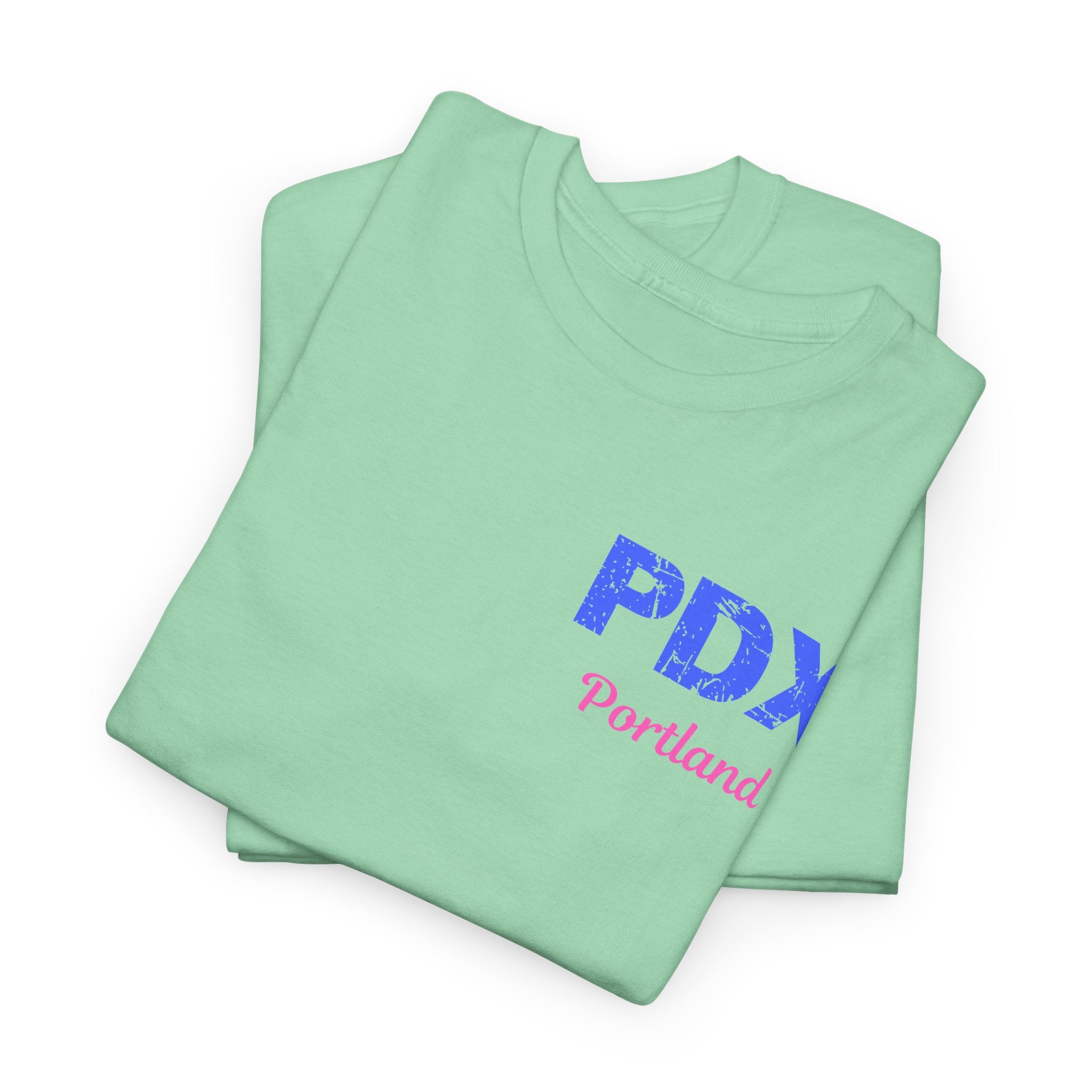 Distressed Letters PDX Portland International Airport Unisex Heavy Cotton Tee  Shirt