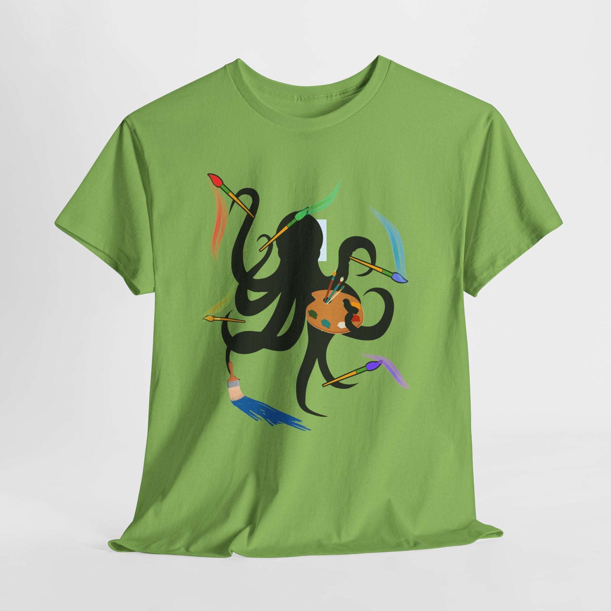 Fun Graphic Octopus Artist  Unisex Heavy Cotton T-Shirt — Colorful Octopus