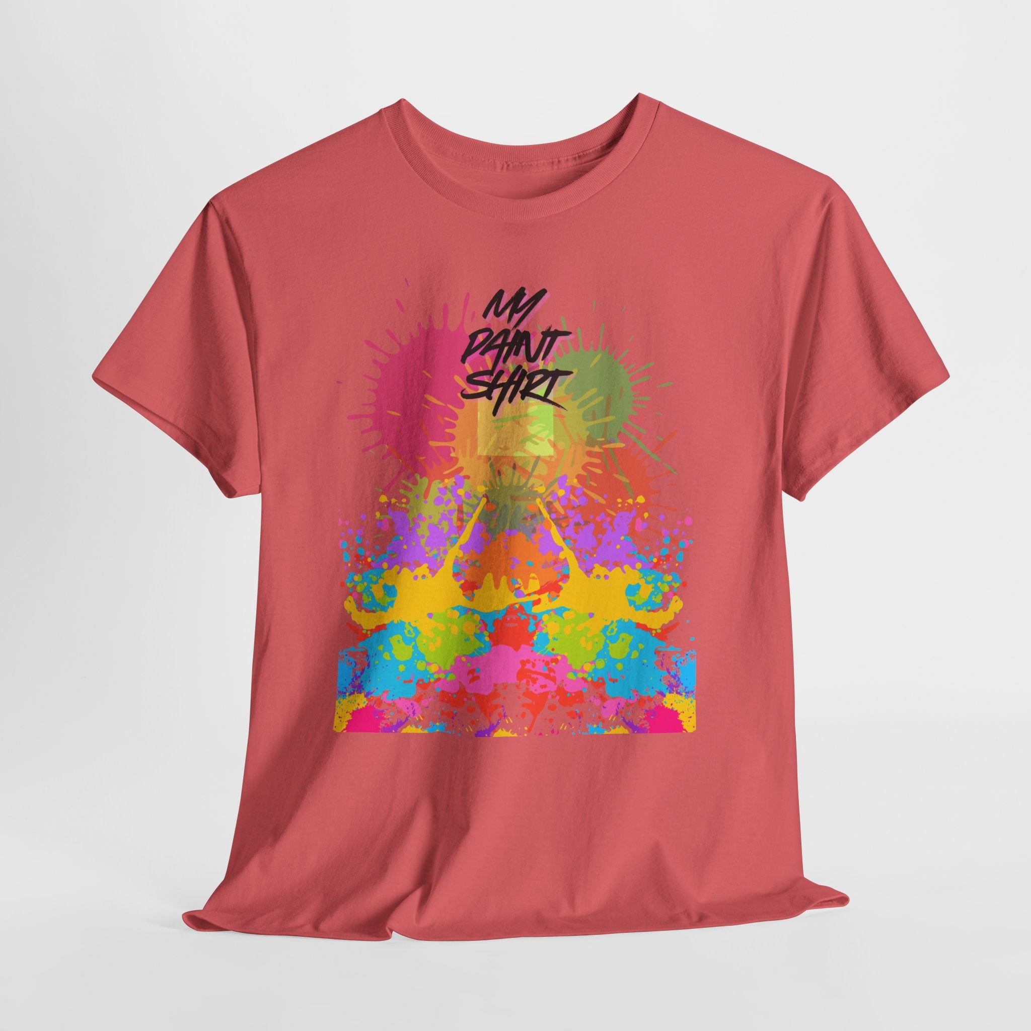 Fun Paint Splash Unisex Heavy Cotton T-Shirt — Colorful 'MY PAINT SHIRT' Perfect for the Artist in the Family