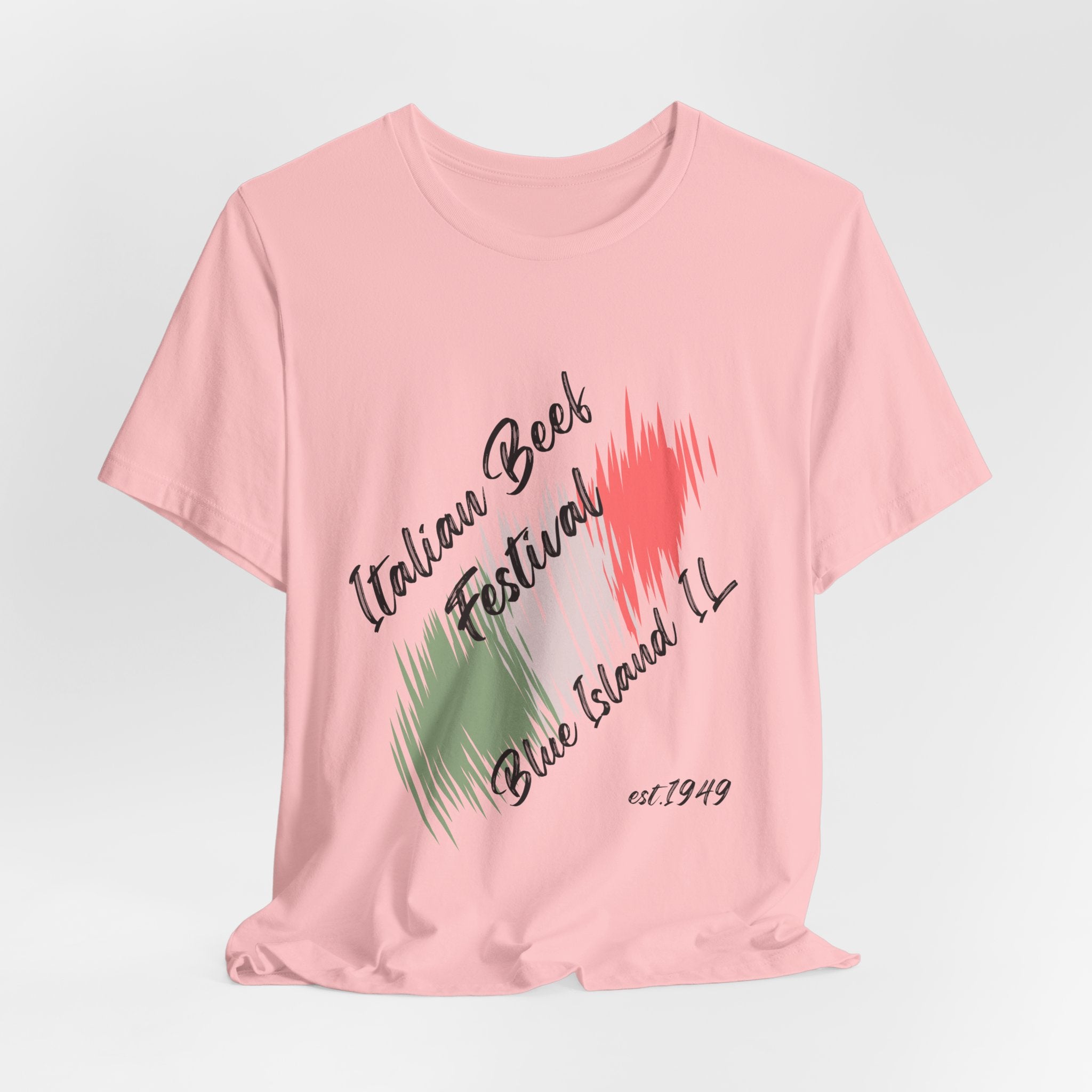 Classic Italian Beef Festival Blue Island IL  Unisex Heavy Cotton T‑Shirt — Graphic  Italian Flag Brushstroke Tee