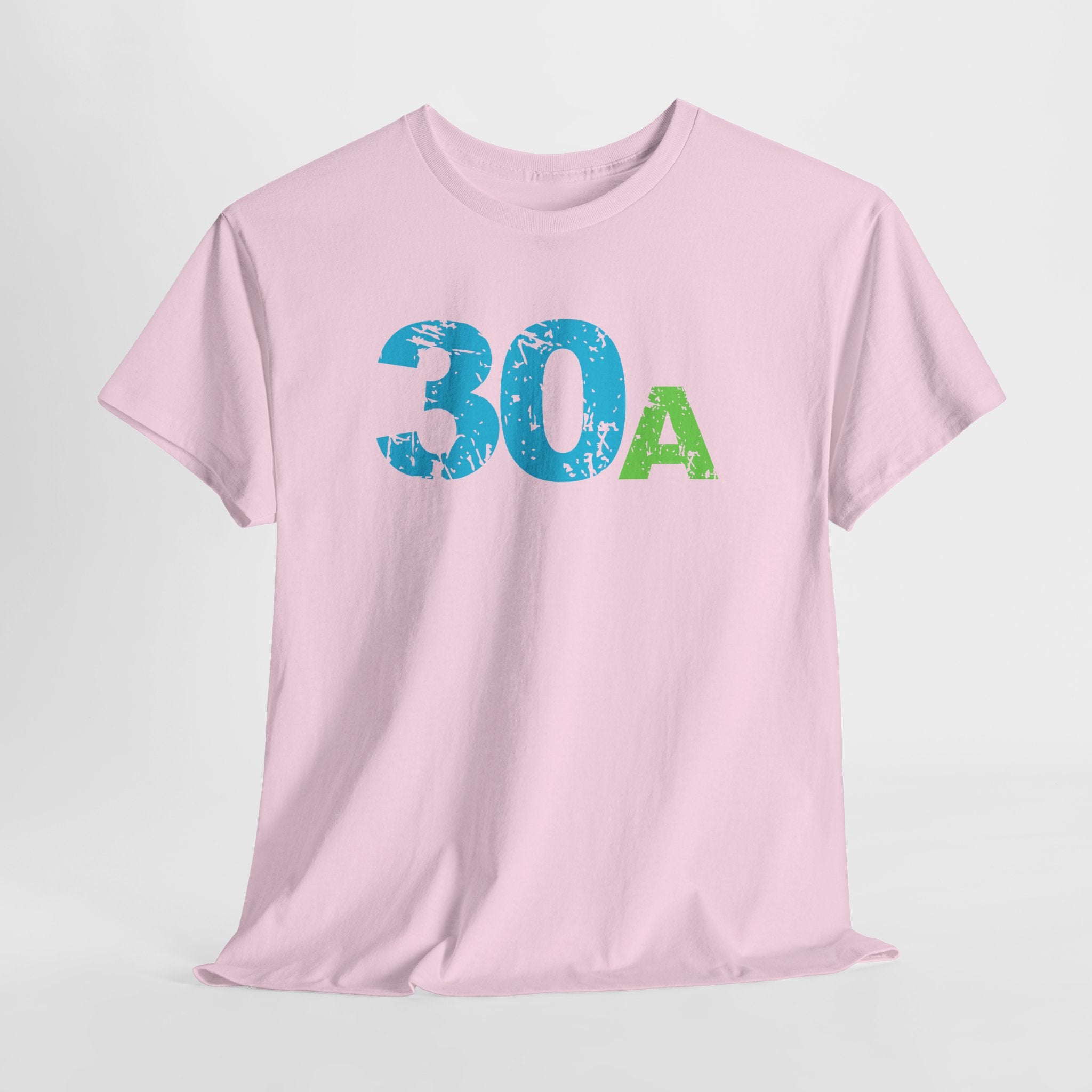 Graphic 30A Beach Unisex Heavy Cotton T-Shirt — Emerald Coast Tee with Blue & Green Distressed Logo