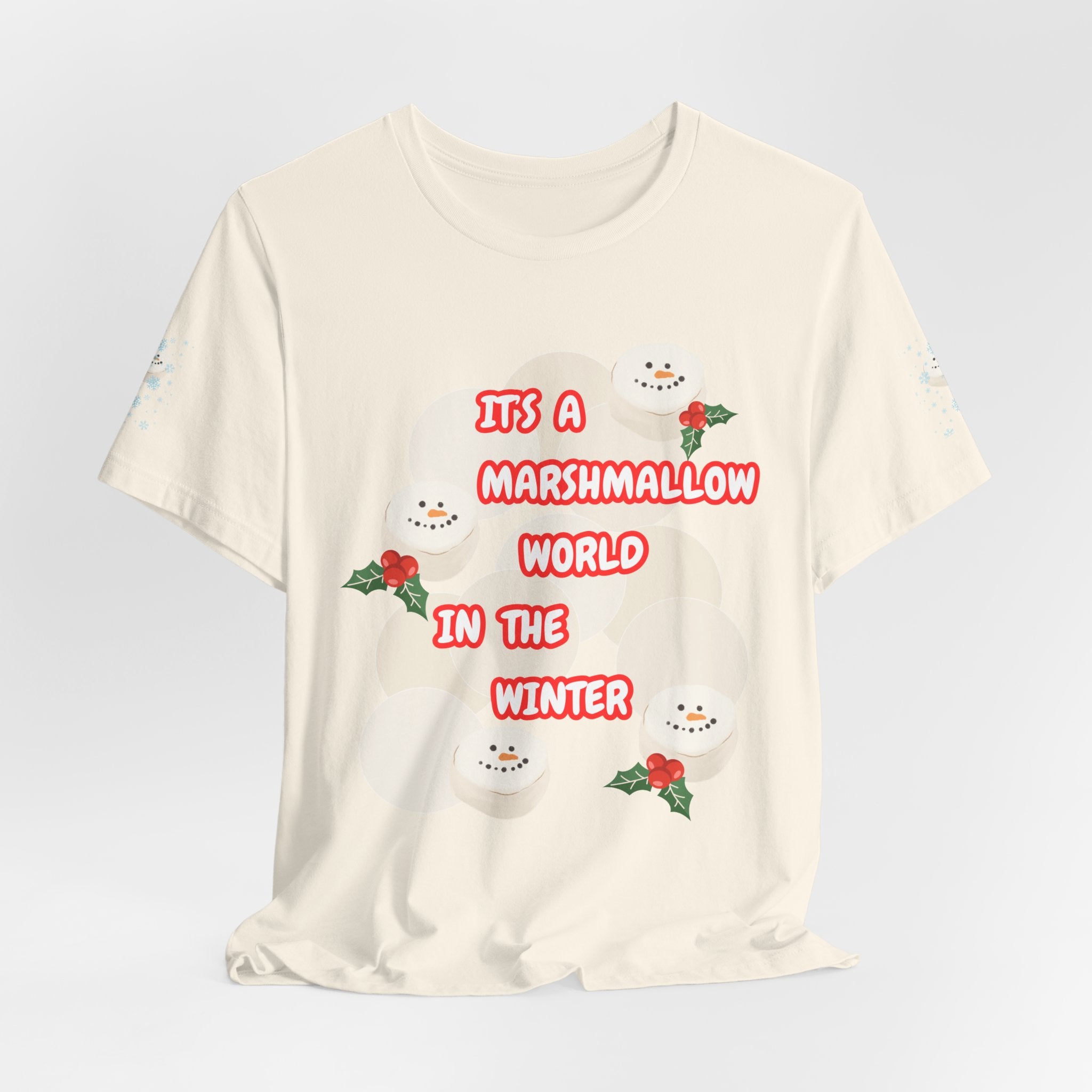 Fun Marshmallow World in the Winter  Unisex Heavy Cotton Tee —  "It’s a Marshmallow World in the Winter" Cute Holiday T-Shirt