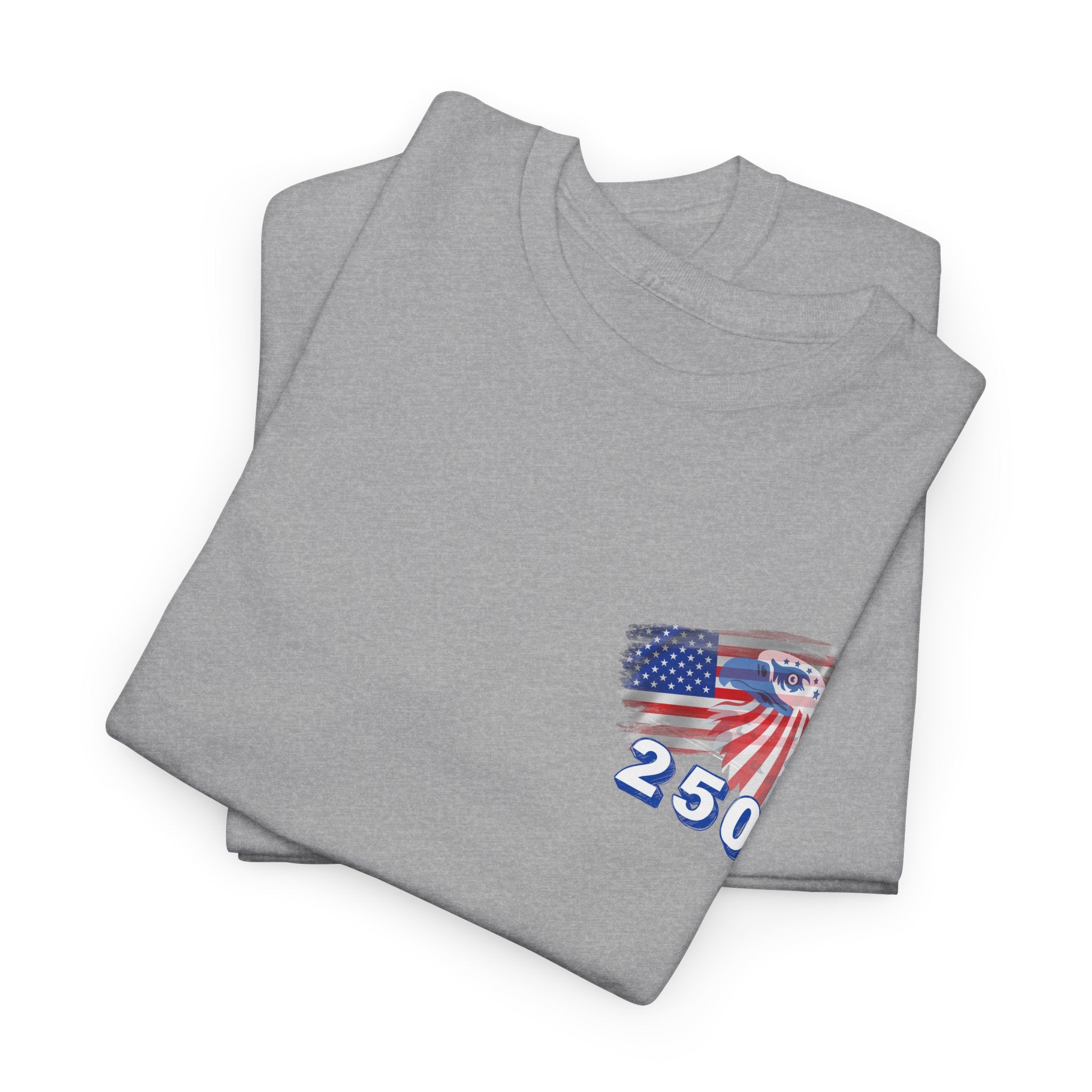 250 Birthday Patriotic Graphic Tee, Unisex Heavy Cotton Shirt, Fourth of July Wear, Independence Day Gift, Casual Everyday Shirt, Comfortable Cotton Tee