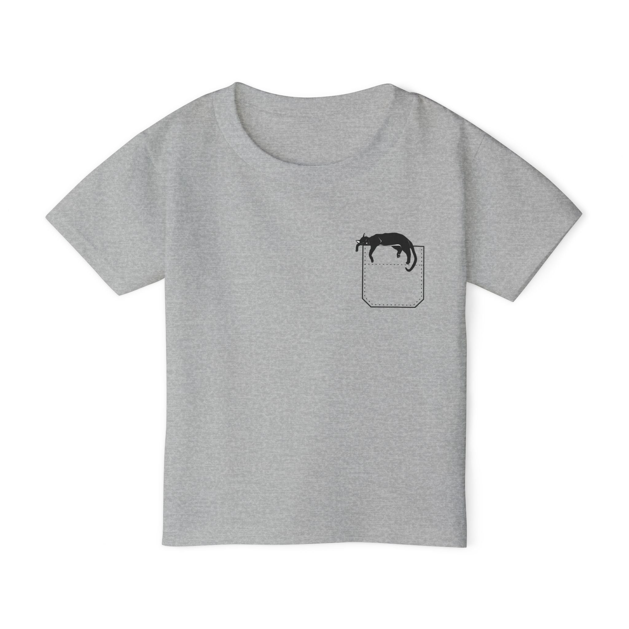 Cute Pocket Pet (Cat) Unisex Heavy Cotton Toddler T-Shirt.  There is No Pocket on this Shirt.  The Pocket is part of the Artwork