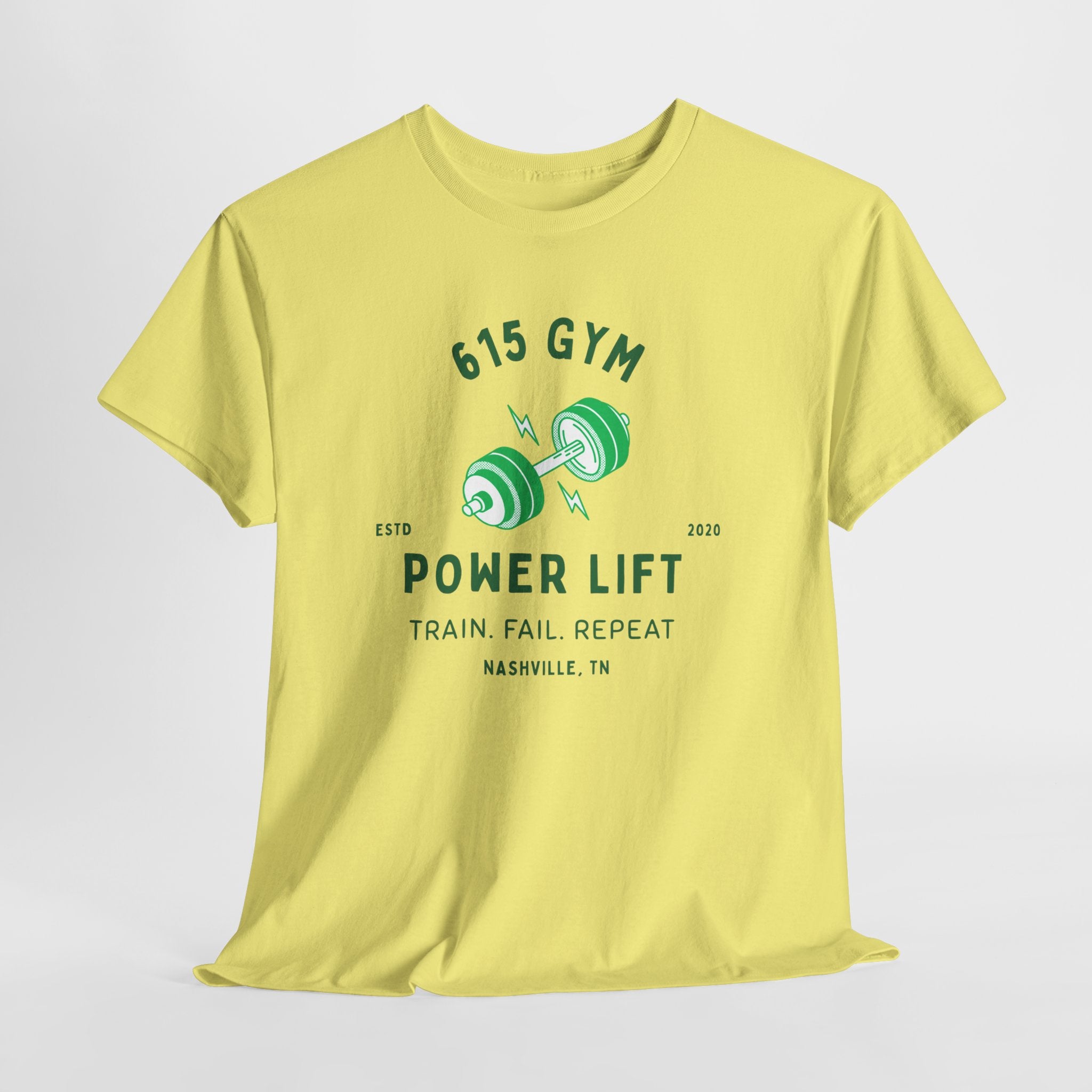 615 Gym Power Lift Nashville, TN  Classic workout gym Unisex Cotton Tee - Workout with Nashville's Popular 615 Gym Design