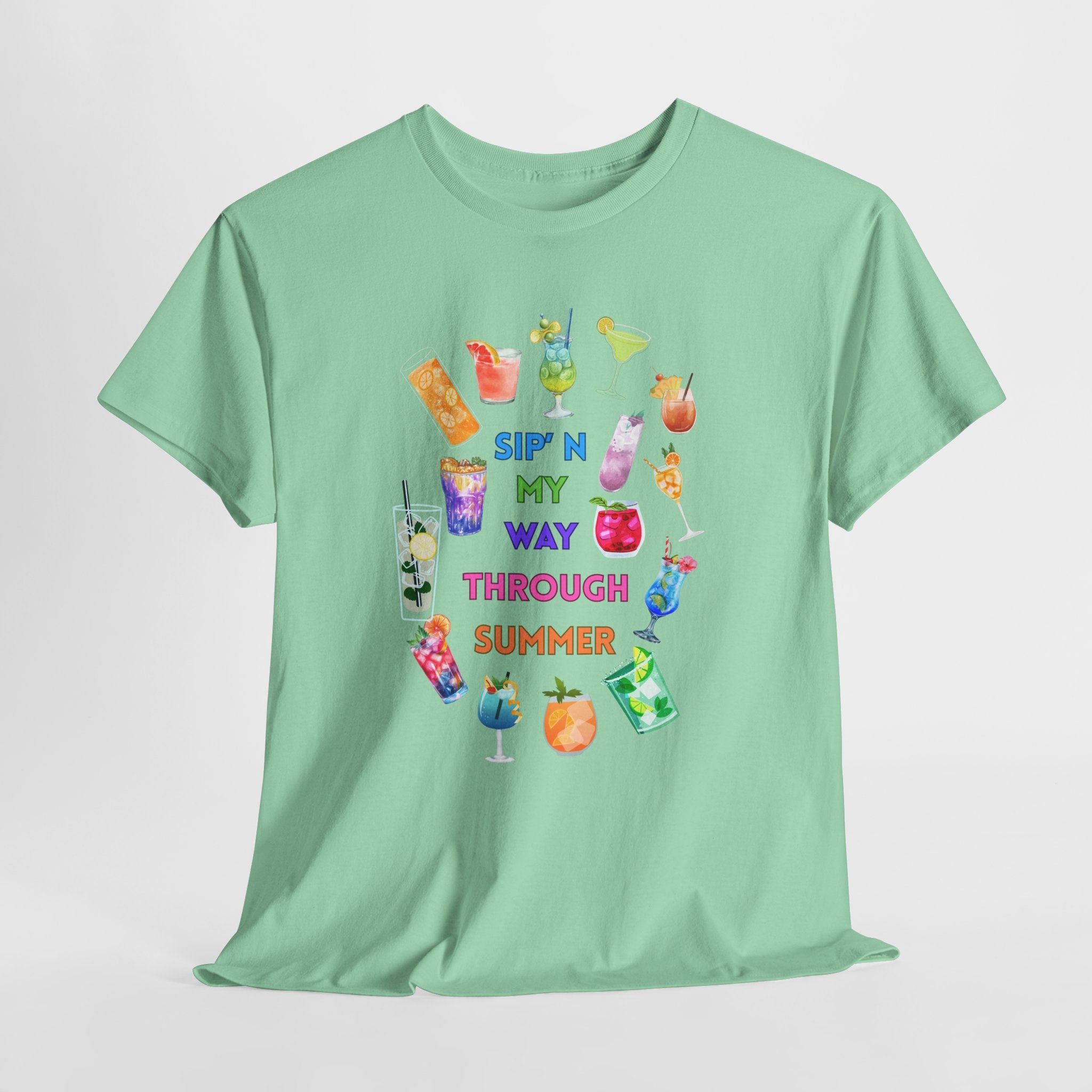 Declare Cocktail Culture at its finest Colorful Summer Unisex Tee - Sip'in My Way Through the Summer