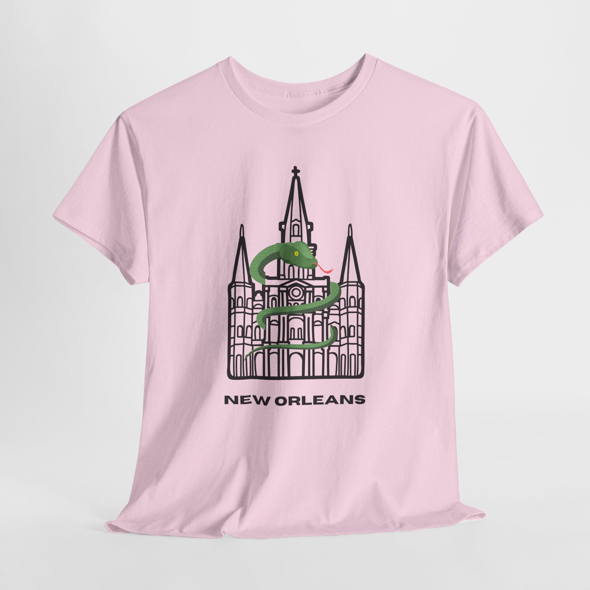 Fun New Orleans St. Louis Cathedral  Graphic Unisex Heavy Cotton Tee — St. Louis Cathedral Line Art T‑Shirt