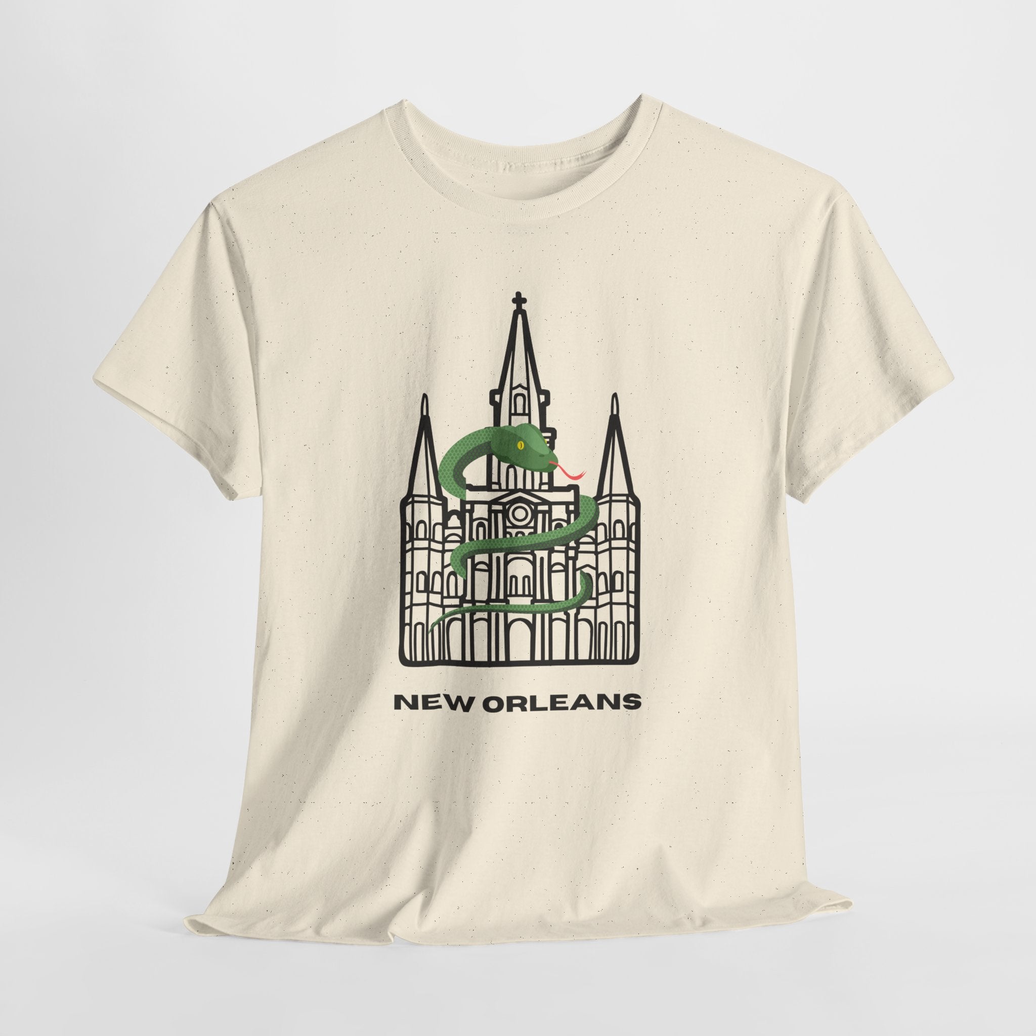 Fun New Orleans St. Louis Cathedral  Graphic Unisex Heavy Cotton Tee — St. Louis Cathedral Line Art T‑Shirt