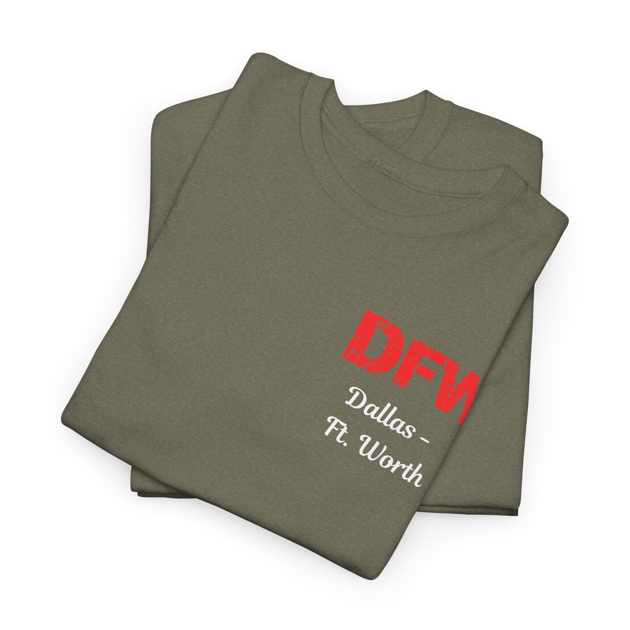 Distressed Letters DFW Dallas Fort Worth International Airport Unisex Heavy Cotton Tee