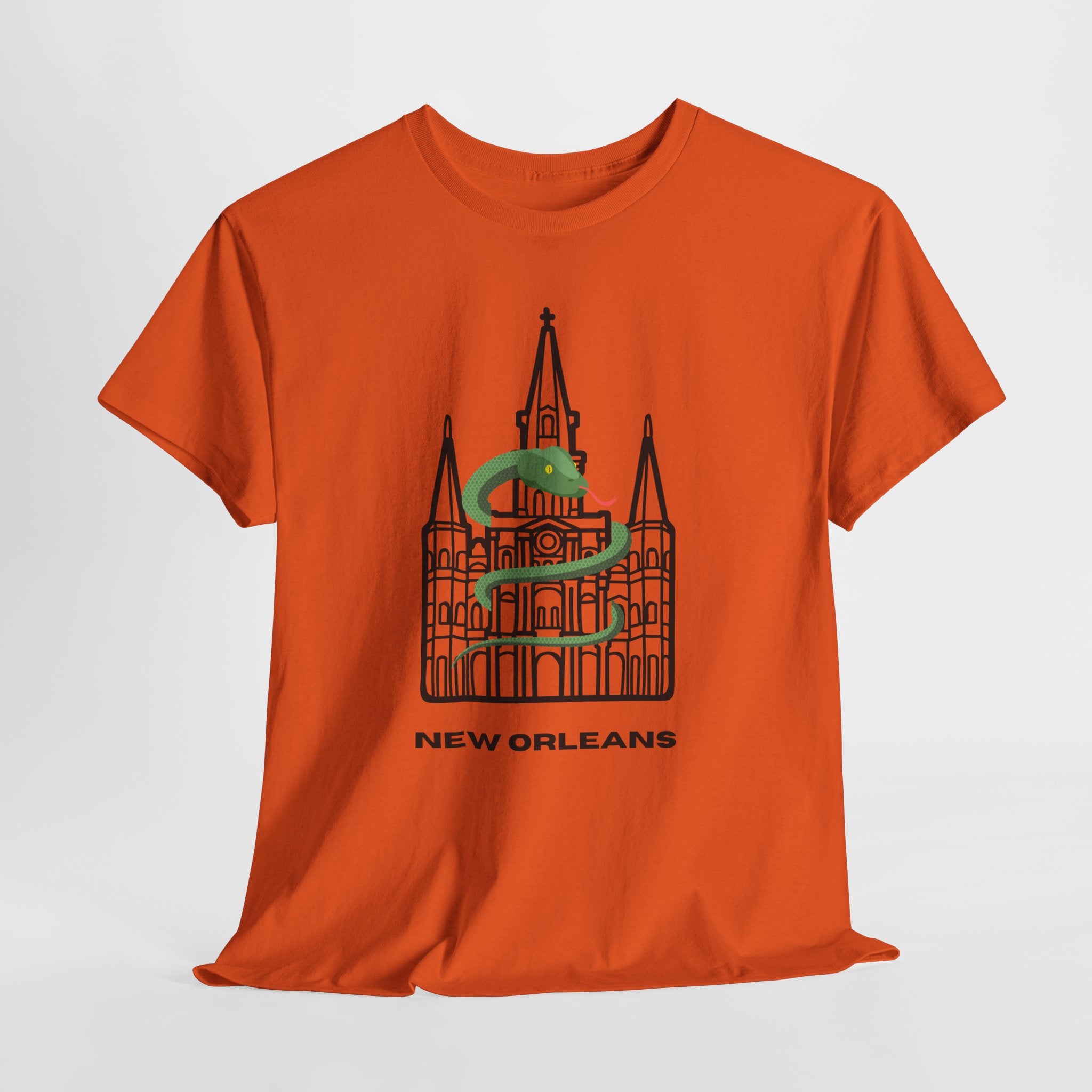 Fun New Orleans St. Louis Cathedral  Graphic Unisex Heavy Cotton Tee — St. Louis Cathedral Line Art T‑Shirt