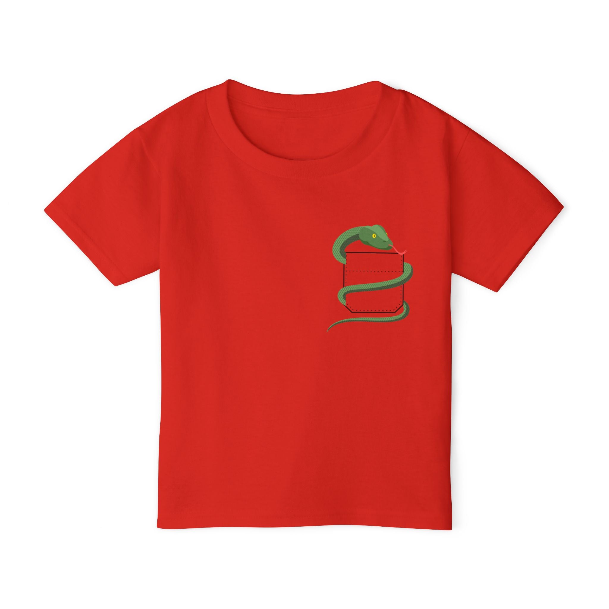 Cute Pocket Pet (Snake) Unisex Heavy Cotton Toddler T-Shirt  The shirt does NOT have a Pocket.  The Pocket is part of the Artwork
