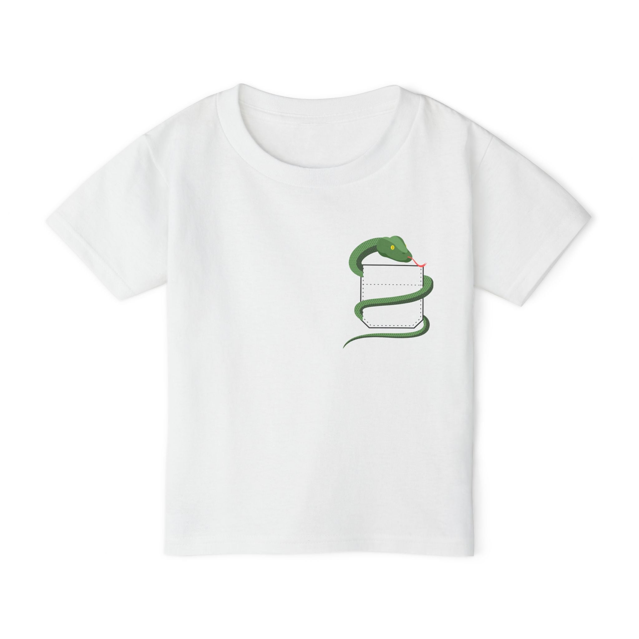 Cute Pocket Pet (Snake) Unisex Heavy Cotton Toddler T-Shirt  The shirt does NOT have a Pocket.  The Pocket is part of the Artwork
