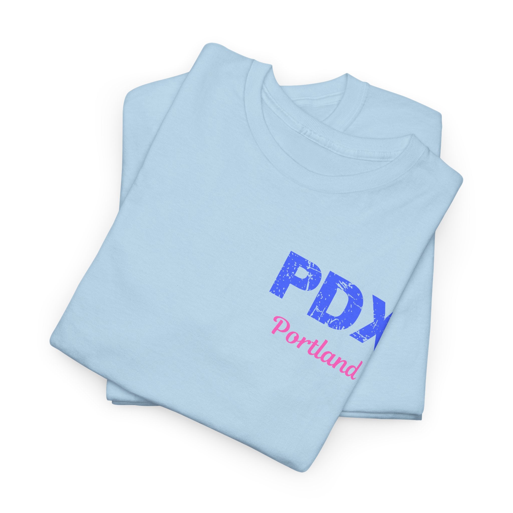 Distressed Letters PDX Portland International Airport Unisex Heavy Cotton Tee  Shirt