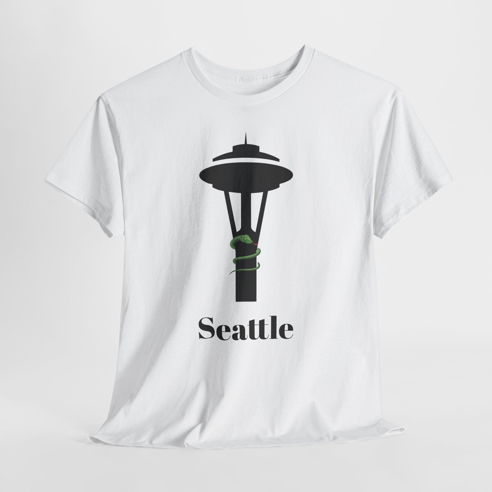Quirky and Fun Seattle Needle Skyline Graphic Unisex Heavy Cotton Tee - Urban Style Graphic T-Shirt