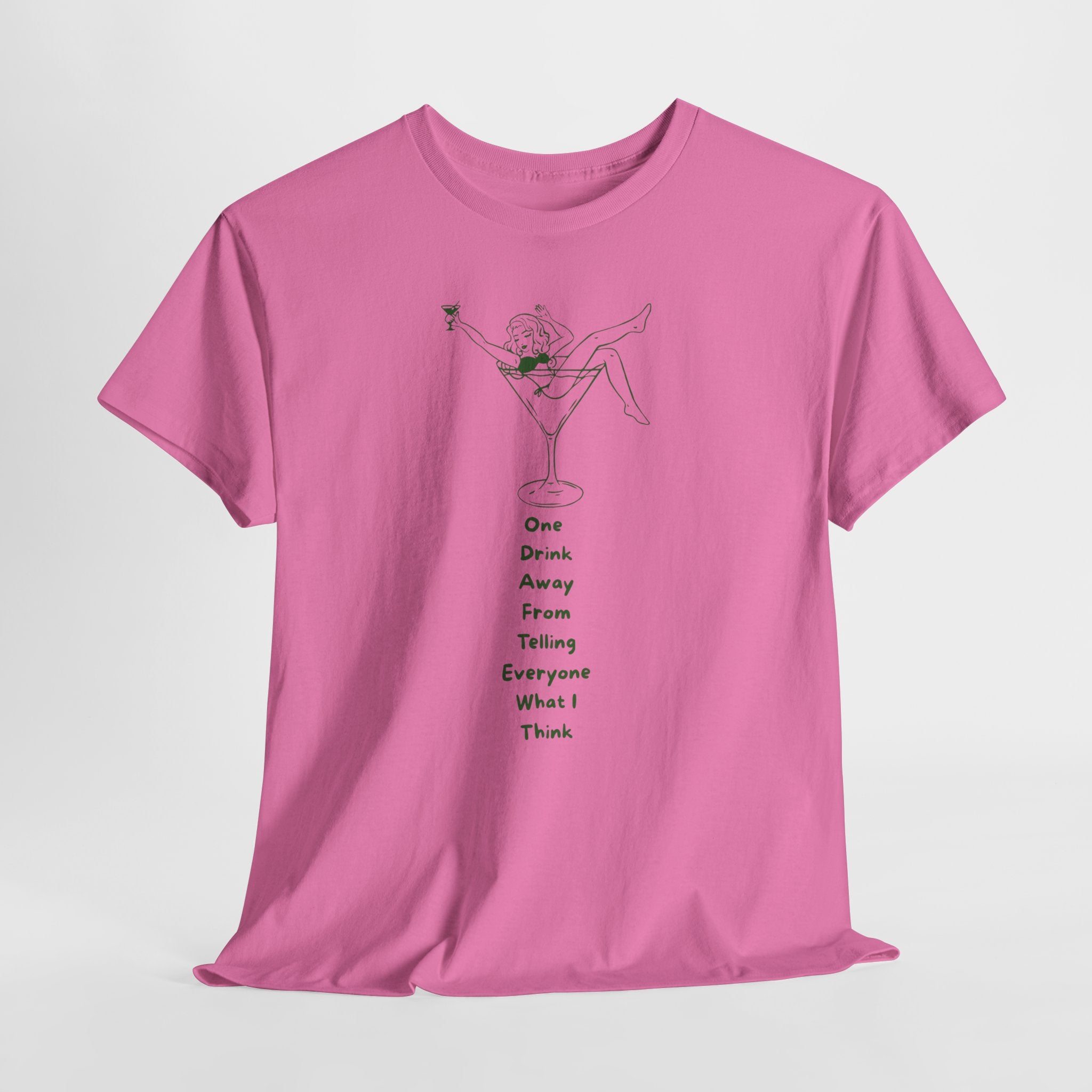 Funny One Drink Away From...Unisex heavy Cotton T-Shirt, Gift for Friends, Party Wear, Casual Style, Perfect for Birthdays, Celebrations
