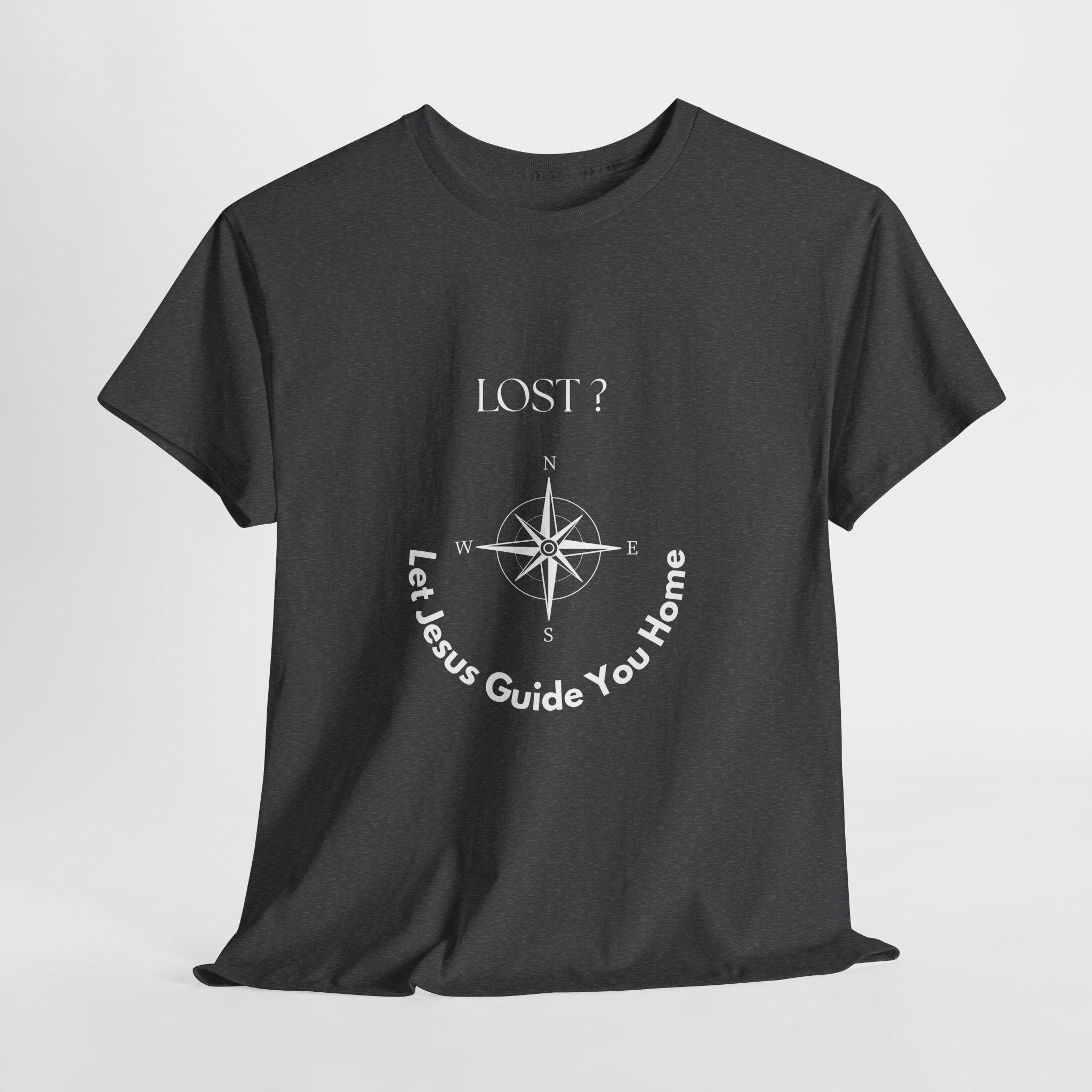 Christian Compass Graphic Unisex Heavy Cotton T‑Shirt — "Lost? Let Jesus Guide You Home" Inspirational Tee