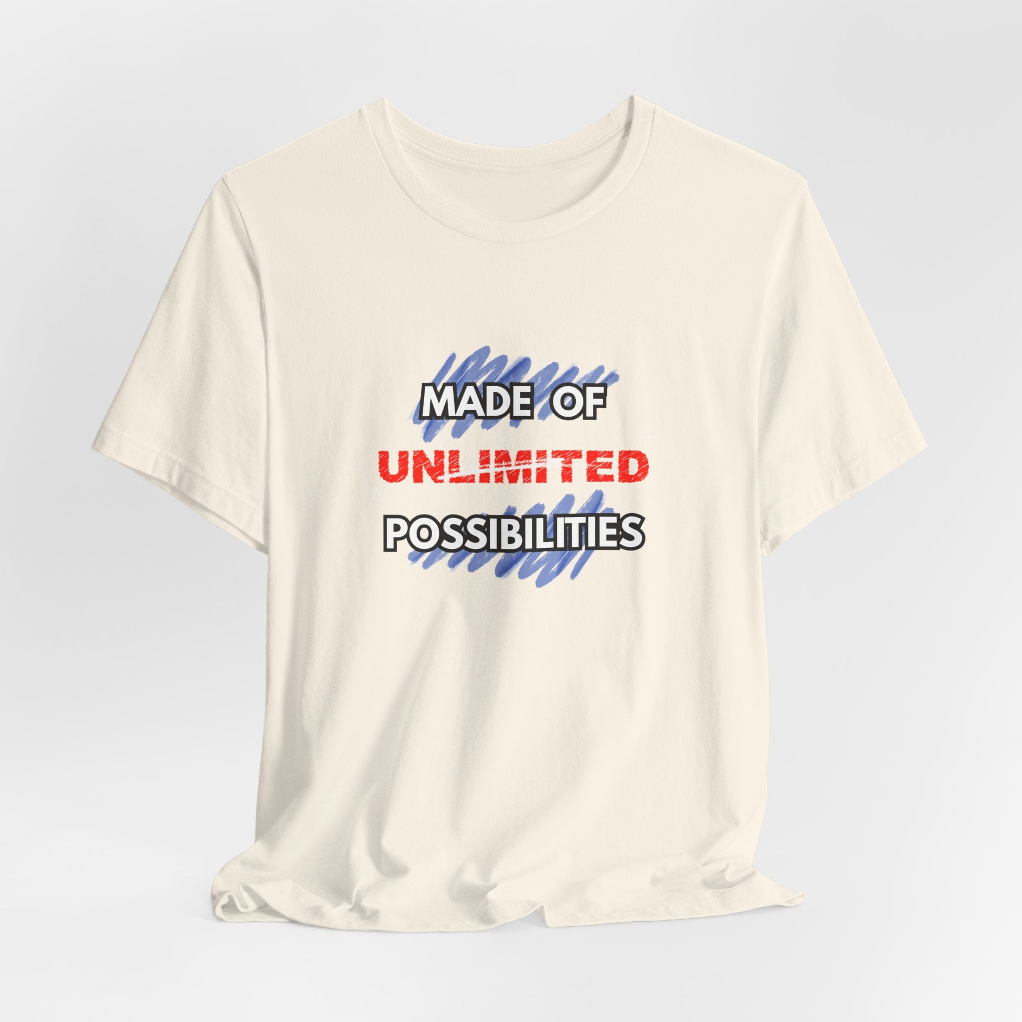 Inspirational Short Sleeve Unisex Workout Tee - Made of Unlimited Possibilities, Motivational Shirt, Casual Wear, Gift Idea, Everyday Tee, [...]