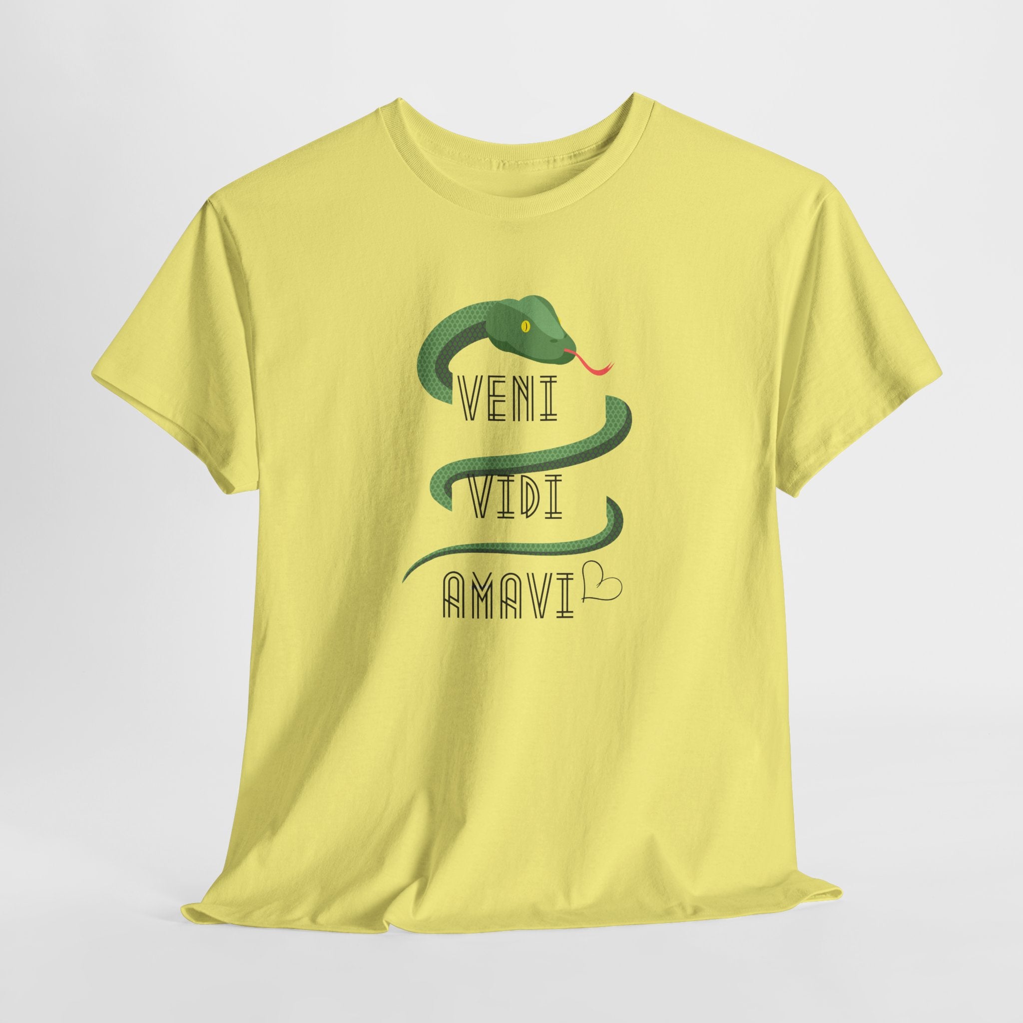 Veni Vidi Amavi  (I Came, I Saw, I Loved) Graphic Unisex Heavy Cotton Tee - Stylish Comfortable T-Shirt for Casual Wear