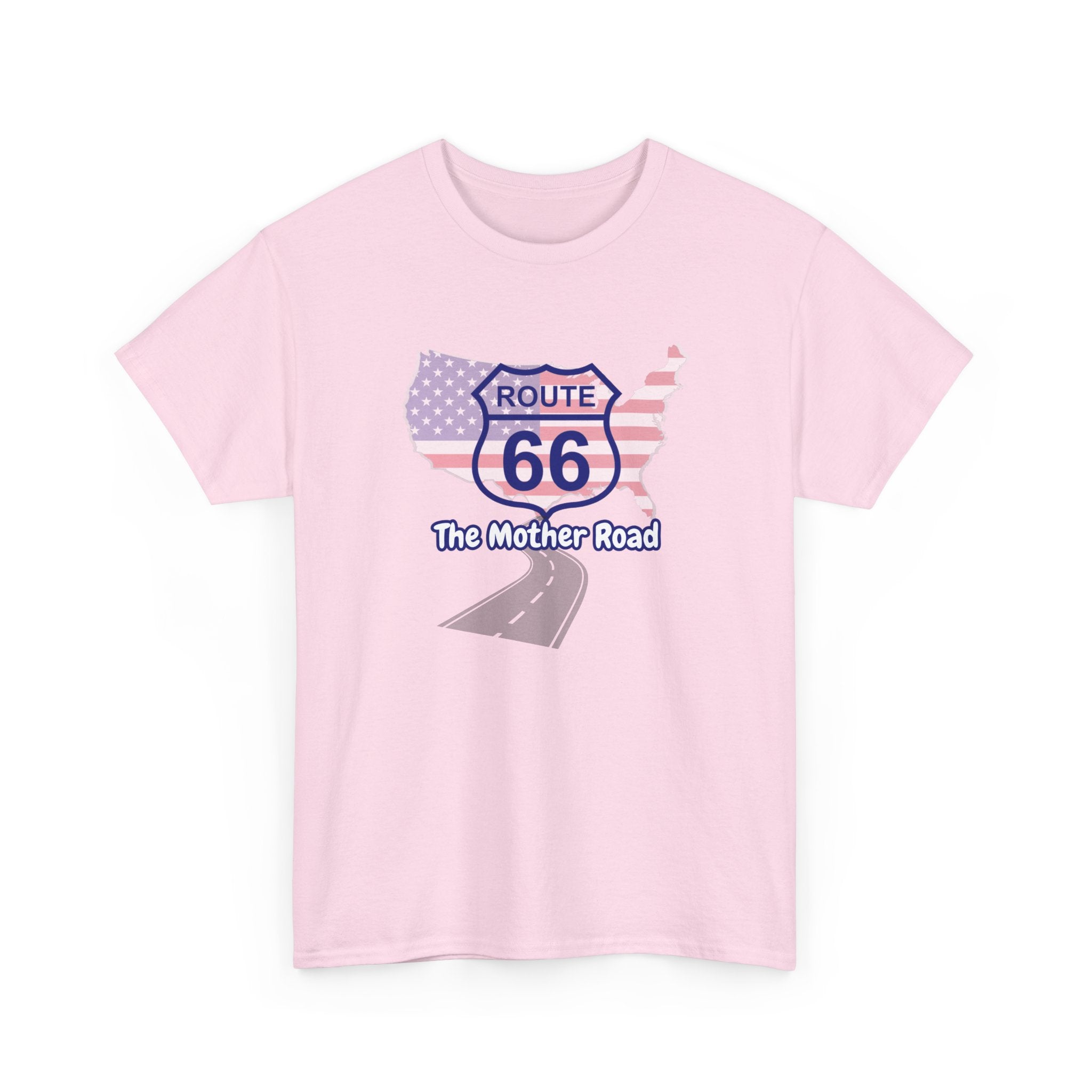 US Route 66 The Mother Road Unisex Heavy Cotton Tee - Vintage Americana T-Shirt, Travel Shirt, Road Trip Gift, USA Route Apparel, Fun Summer Wear