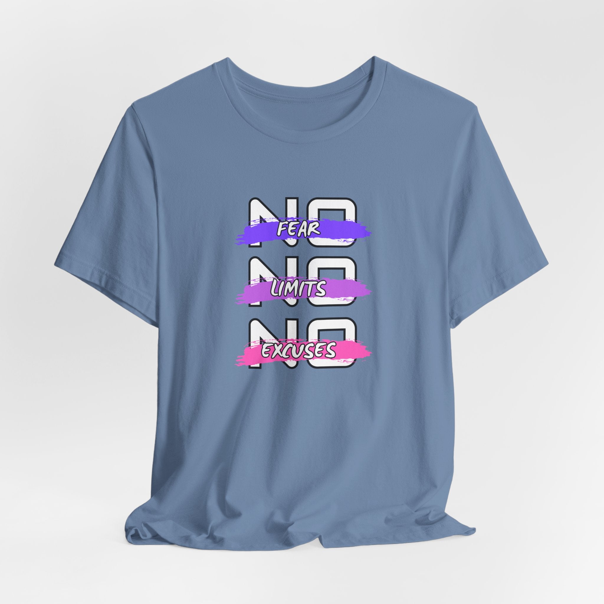 Motivational Graphic Unisex Tee - "No Limits, No Excuses"  Jersey Short Sleeve Shirt, Fitness Apparel, Workout Gear, Inspirational Tee, [...]