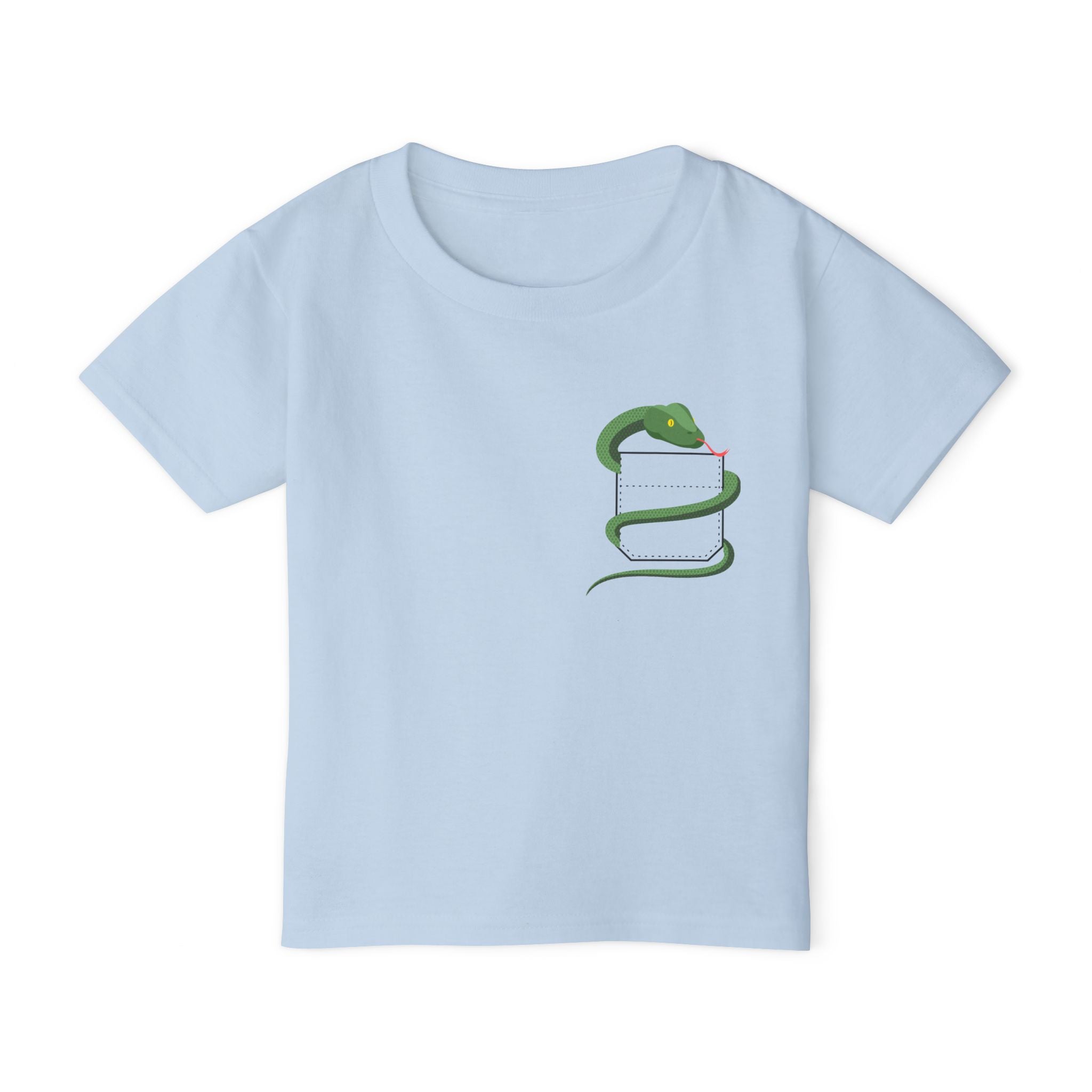 Cute Pocket Pet (Snake) Unisex Heavy Cotton Toddler T-Shirt  The shirt does NOT have a Pocket.  The Pocket is part of the Artwork