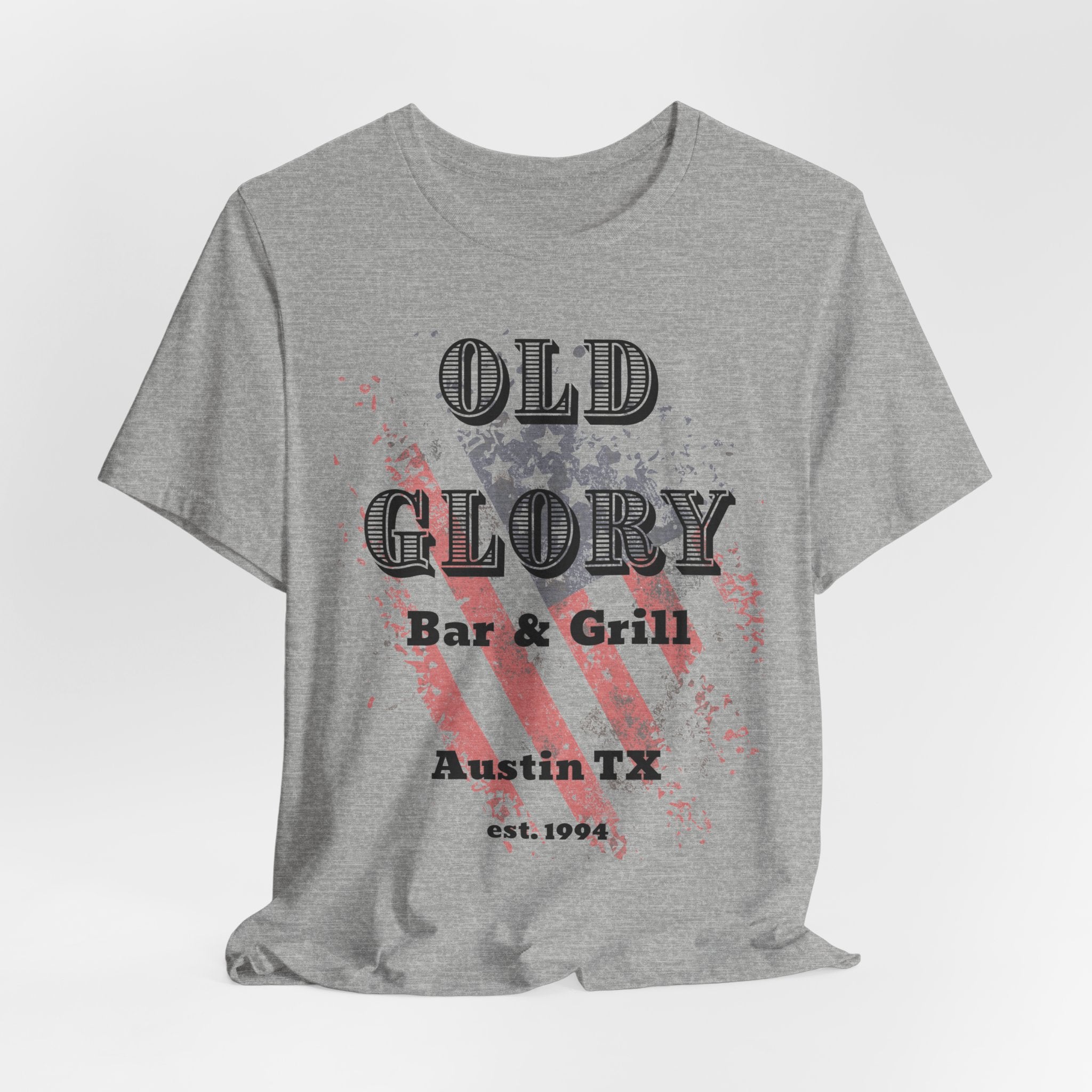Iconic Austin, TX Bar & Grill  "Old Glory" Unisex Heavy Cotton Tee   Graphic Vintage Flag T Shirt