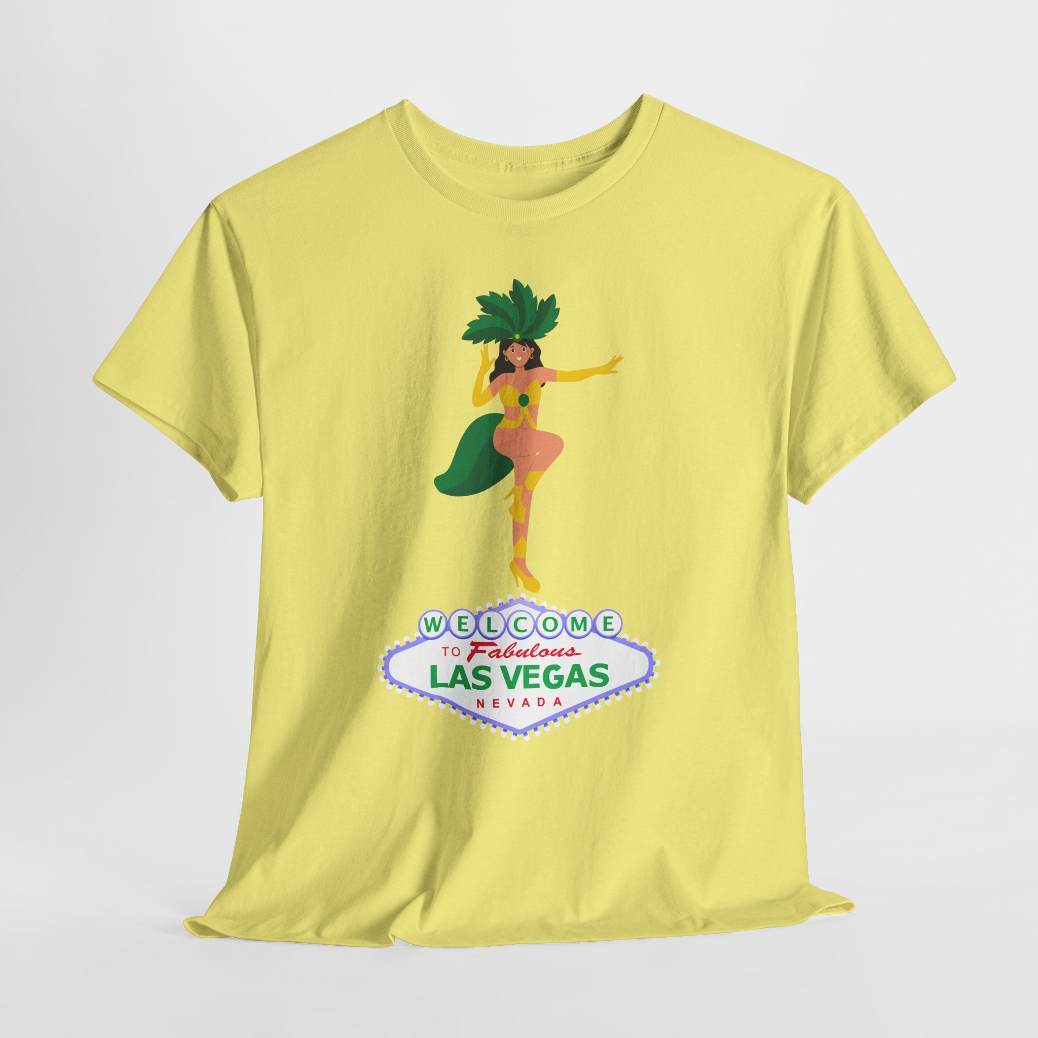 Let The Weekend Party begin with this Las Vegas Showgirl Unisex Heavy Cotton T-Shirt — Welcome to Fabulous Retro Vegas Tee