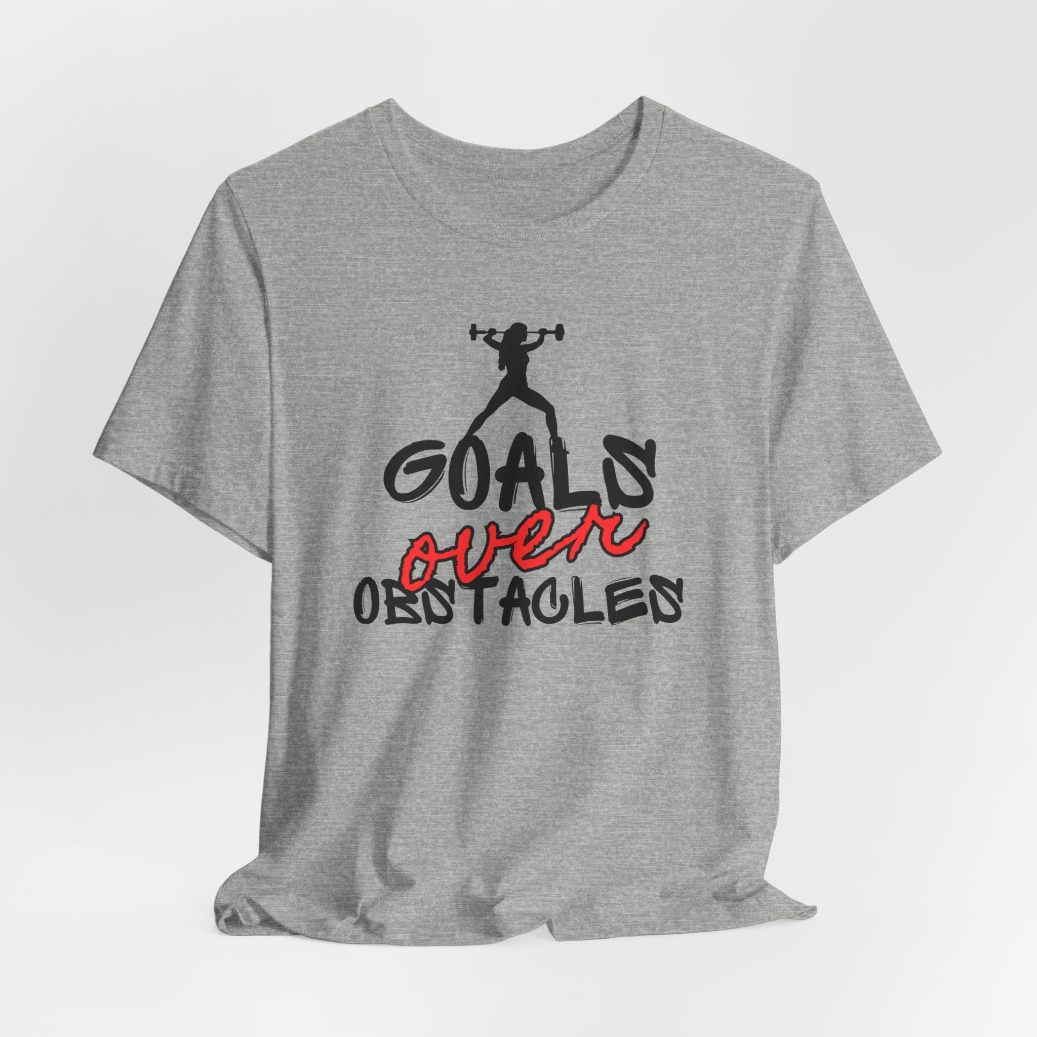 Motivational Fitness Tee - Goals Over Obstacles Shirt, Workout Top, Gym Apparel, Inspirational T-Shirt, Fitness Gift