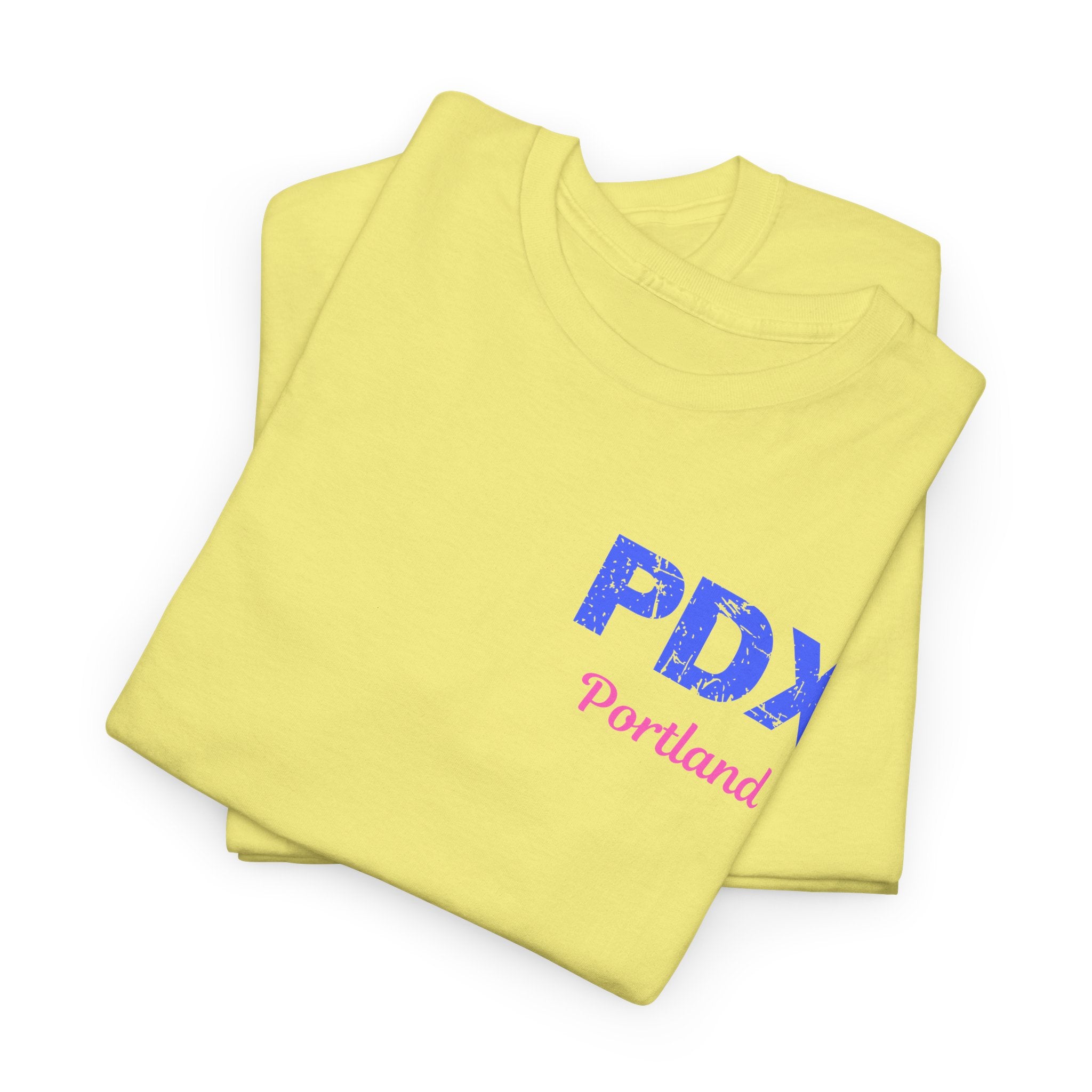 Distressed Letters PDX Portland International Airport Unisex Heavy Cotton Tee  Shirt