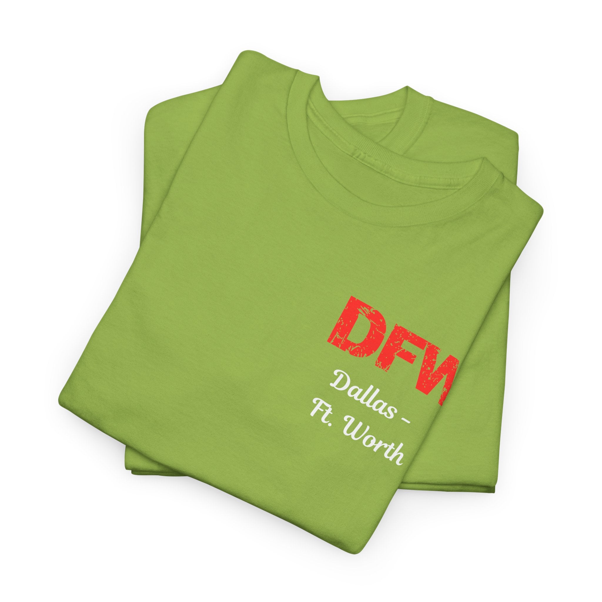 Distressed Letters DFW Dallas Fort Worth International Airport Unisex Heavy Cotton Tee