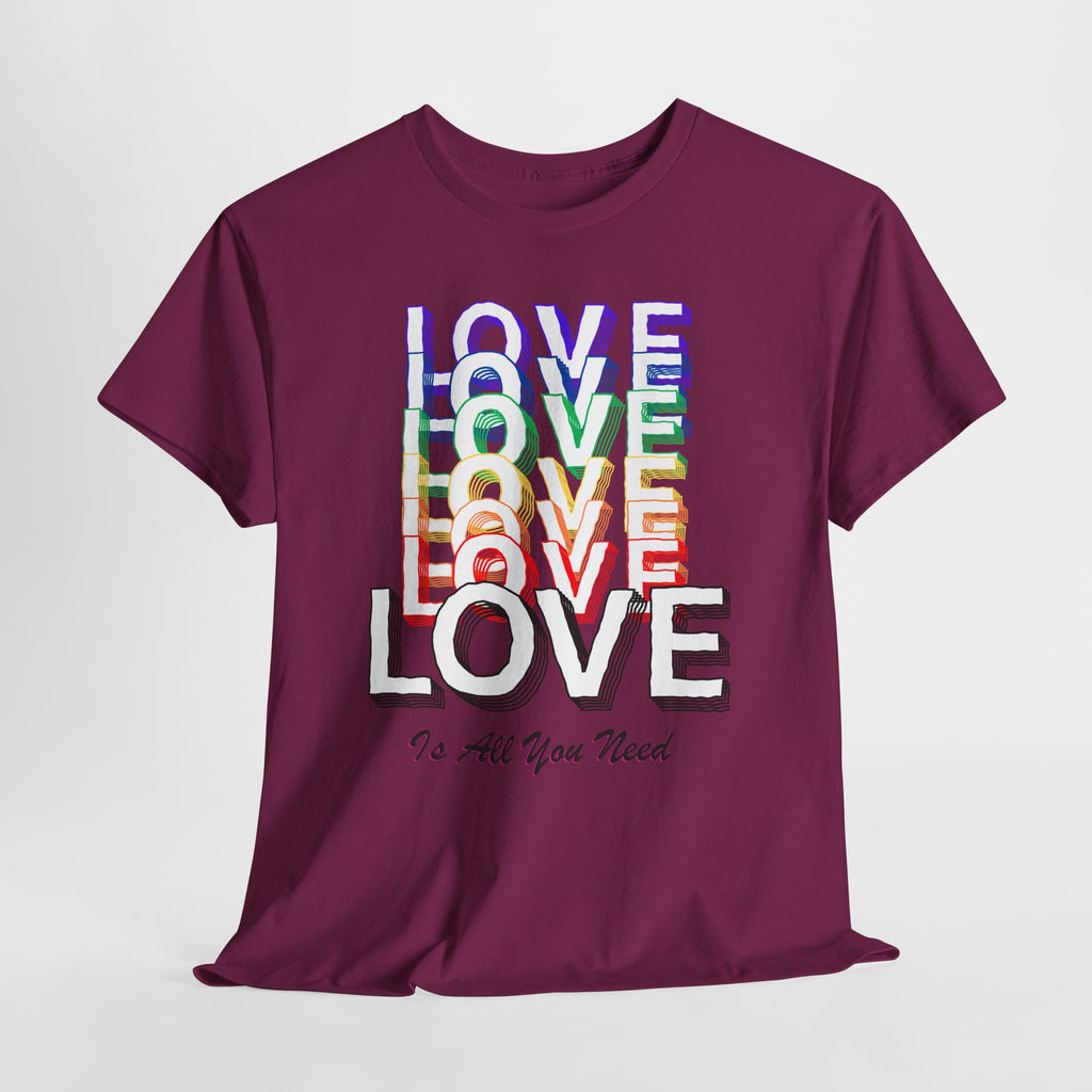 Love Rainbow Graphic  Unisex Heavy Cotton Tee — "Love Is All You Need" Casual Pride T-Shirt