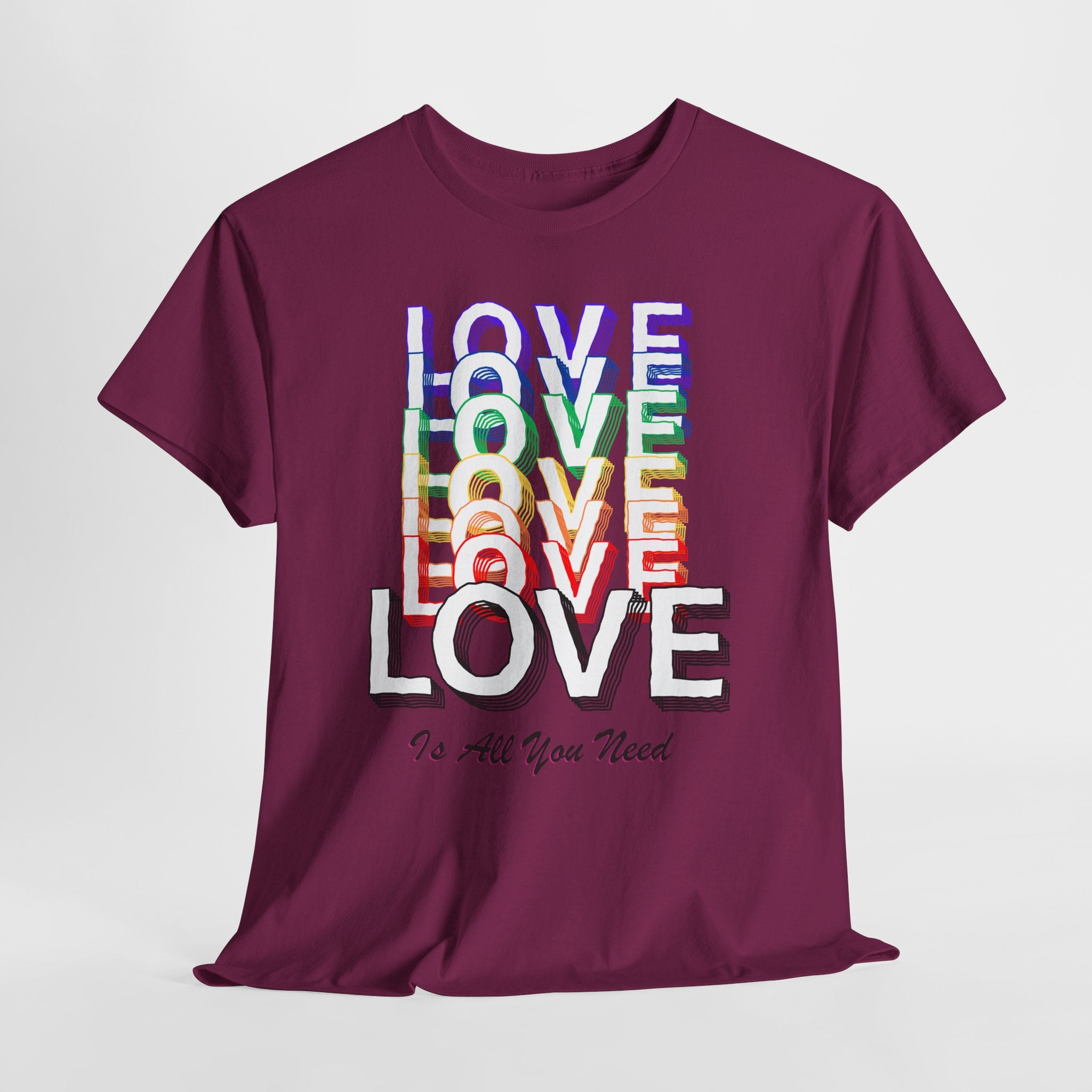 Love Rainbow Graphic  Unisex Heavy Cotton Tee — "Love Is All You Need" Casual Pride T-Shirt