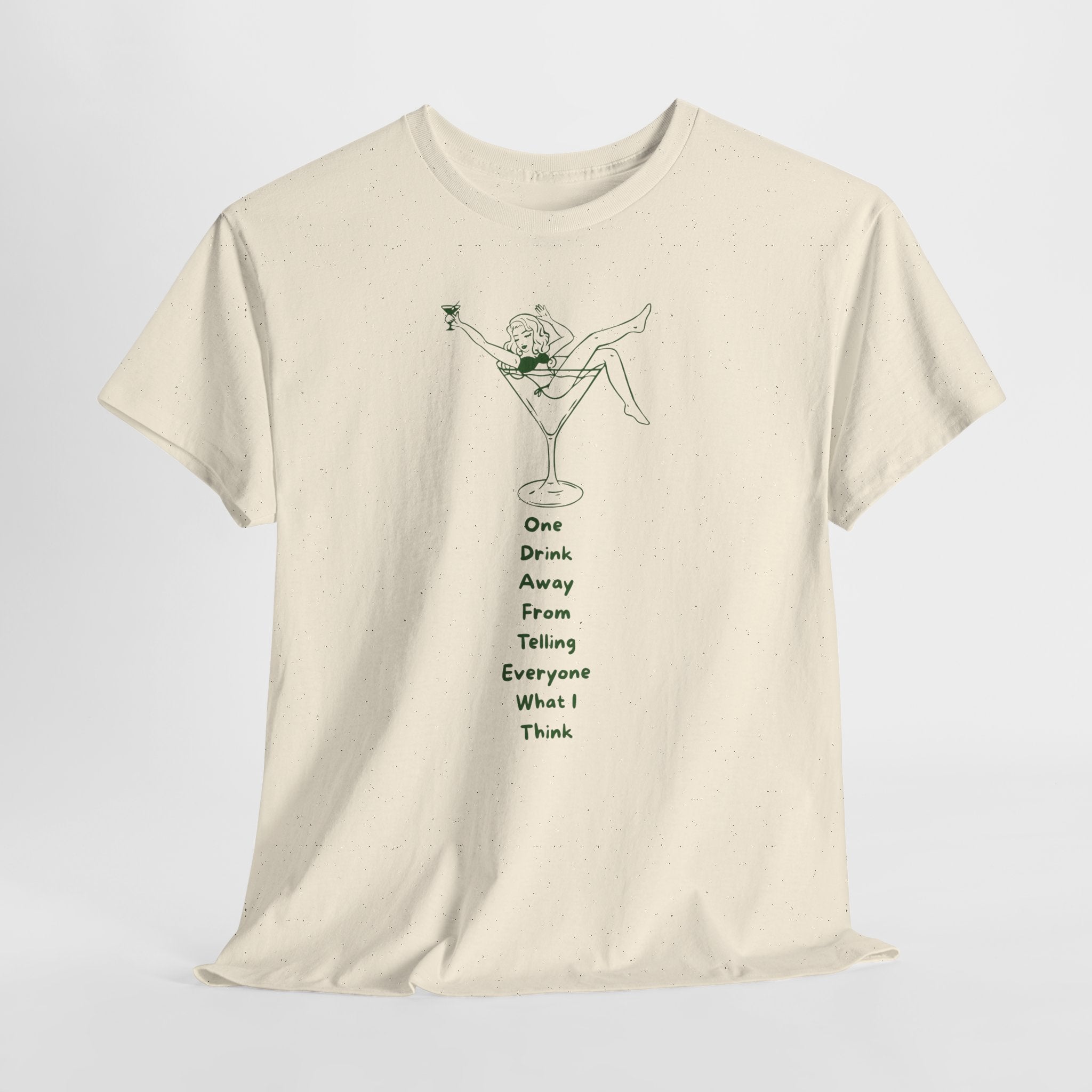 Funny One Drink Away From...Unisex heavy Cotton T-Shirt, Gift for Friends, Party Wear, Casual Style, Perfect for Birthdays, Celebrations