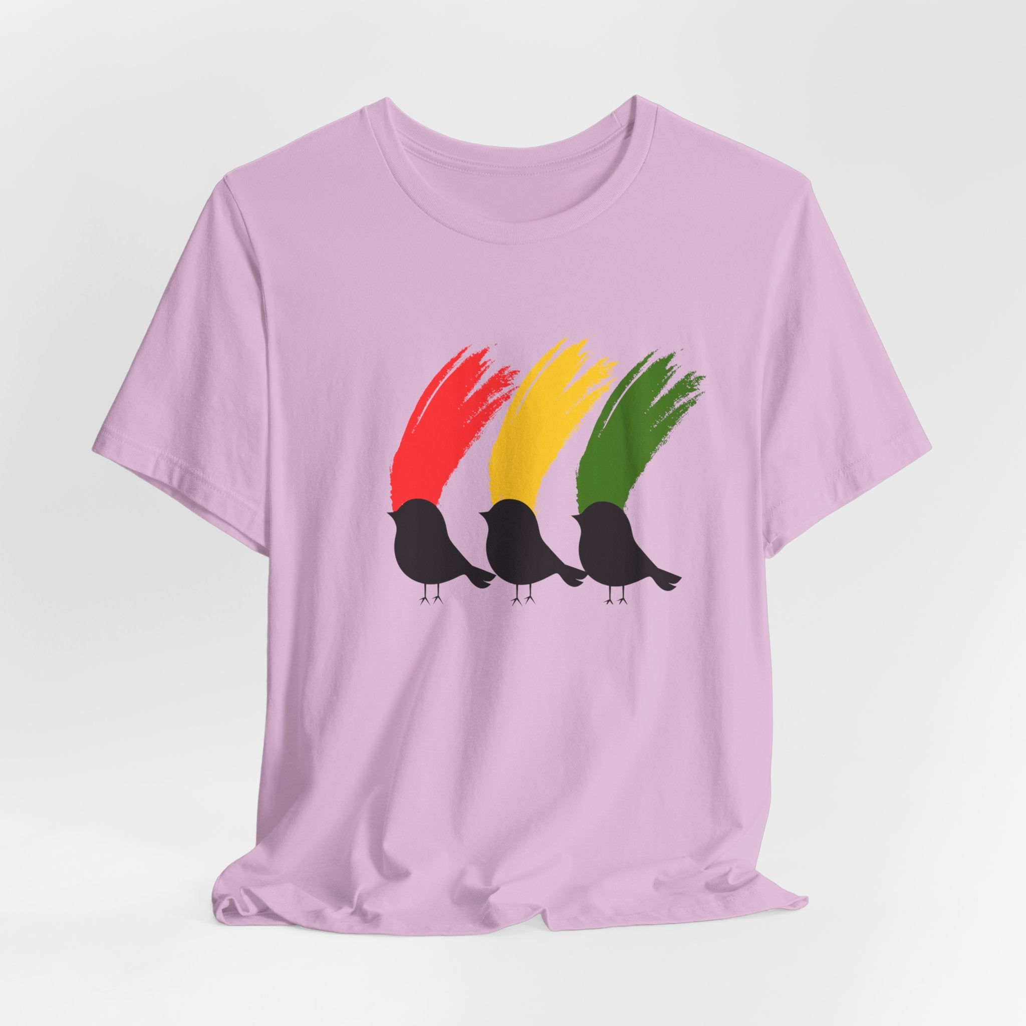 Rasta Three Little Birds Graphic Tee, Unisex T-Shirt for Music Lovers, Gift for Nature Enthusiasts, Summer Style, Eco-Friendly Wear