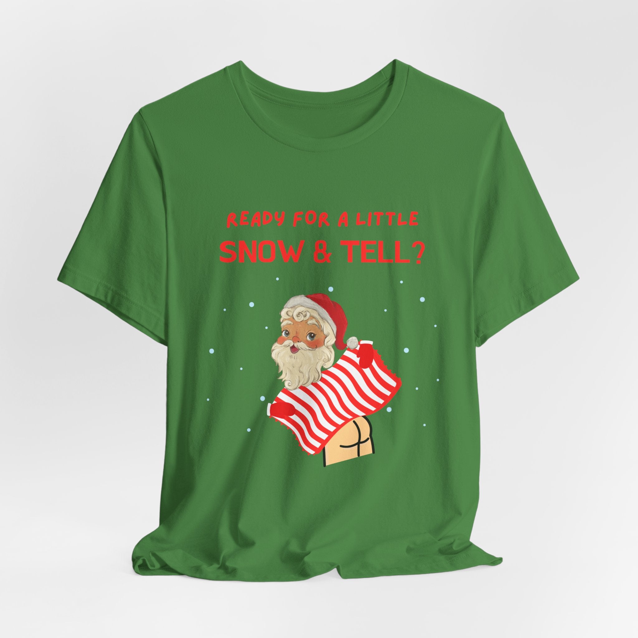 Funny but Naughty Vintage Santa  Unisex Heavy Cotton T-Shirt - "Ready for a Little Snow & Tell?" Christmas Tee