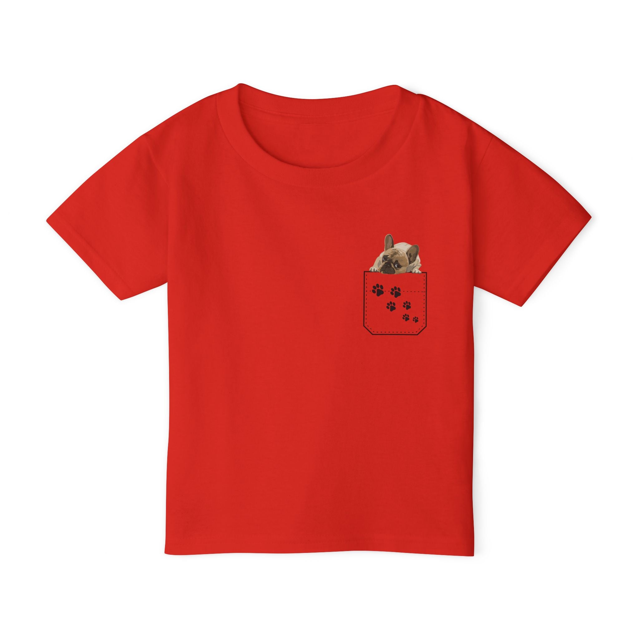 Cute and Fun Pocket Pet (Dog) Unisex Heavy Cotton Toddler T-Shirt  The Shirt Does NOT have a Pocket.  The Pocket is part of the Artwork