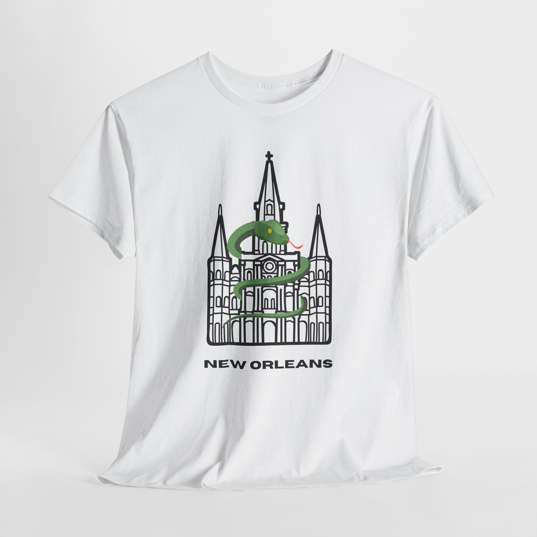 Fun New Orleans St. Louis Cathedral  Graphic Unisex Heavy Cotton Tee — St. Louis Cathedral Line Art T‑Shirt