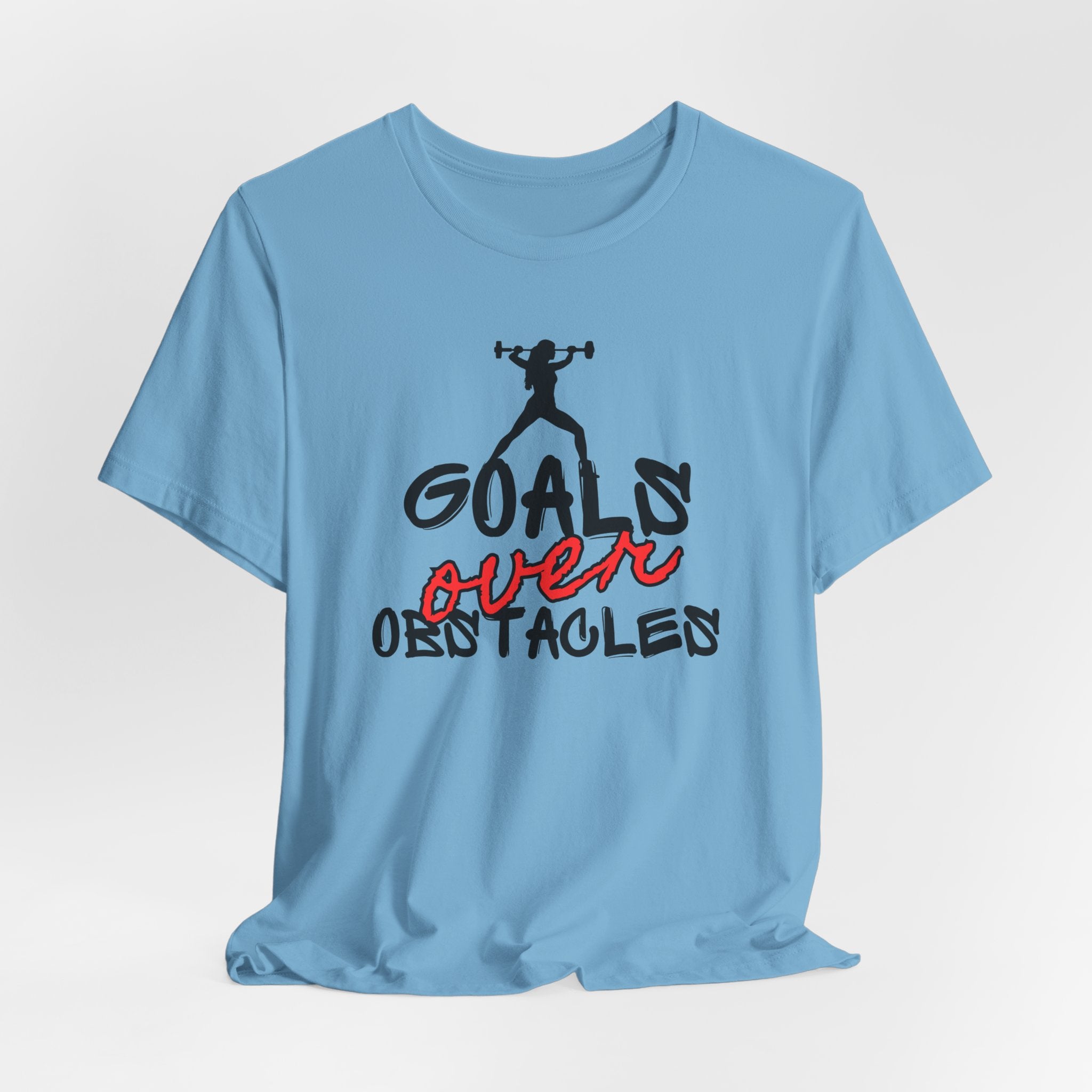 Motivational Fitness Tee - Goals Over Obstacles Shirt, Workout Top, Gym Apparel, Inspirational T-Shirt, Fitness Gift