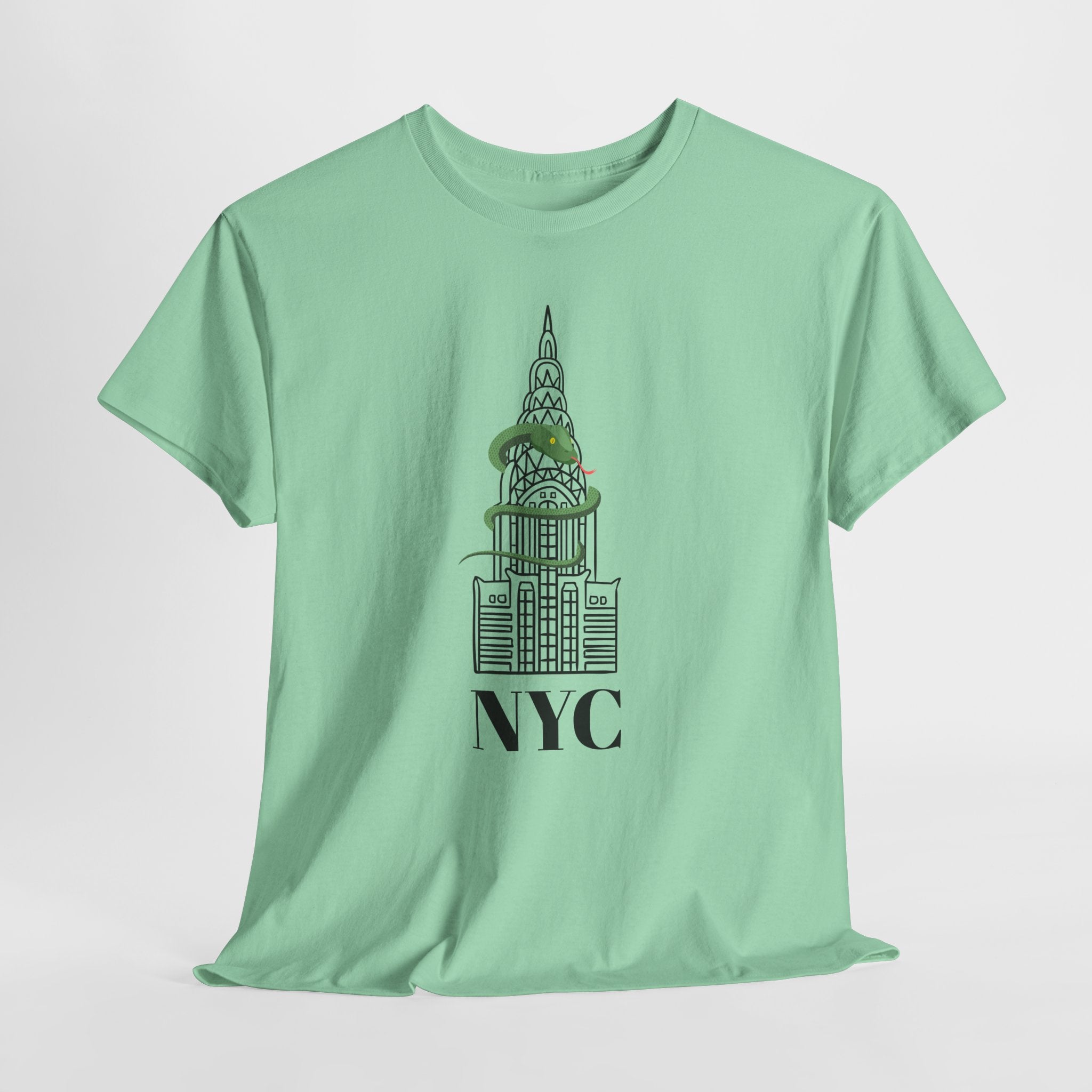Ouirky and Fun NYC Chrysler Building  Graphic Unisex Heavy Cotton Tee Shirt