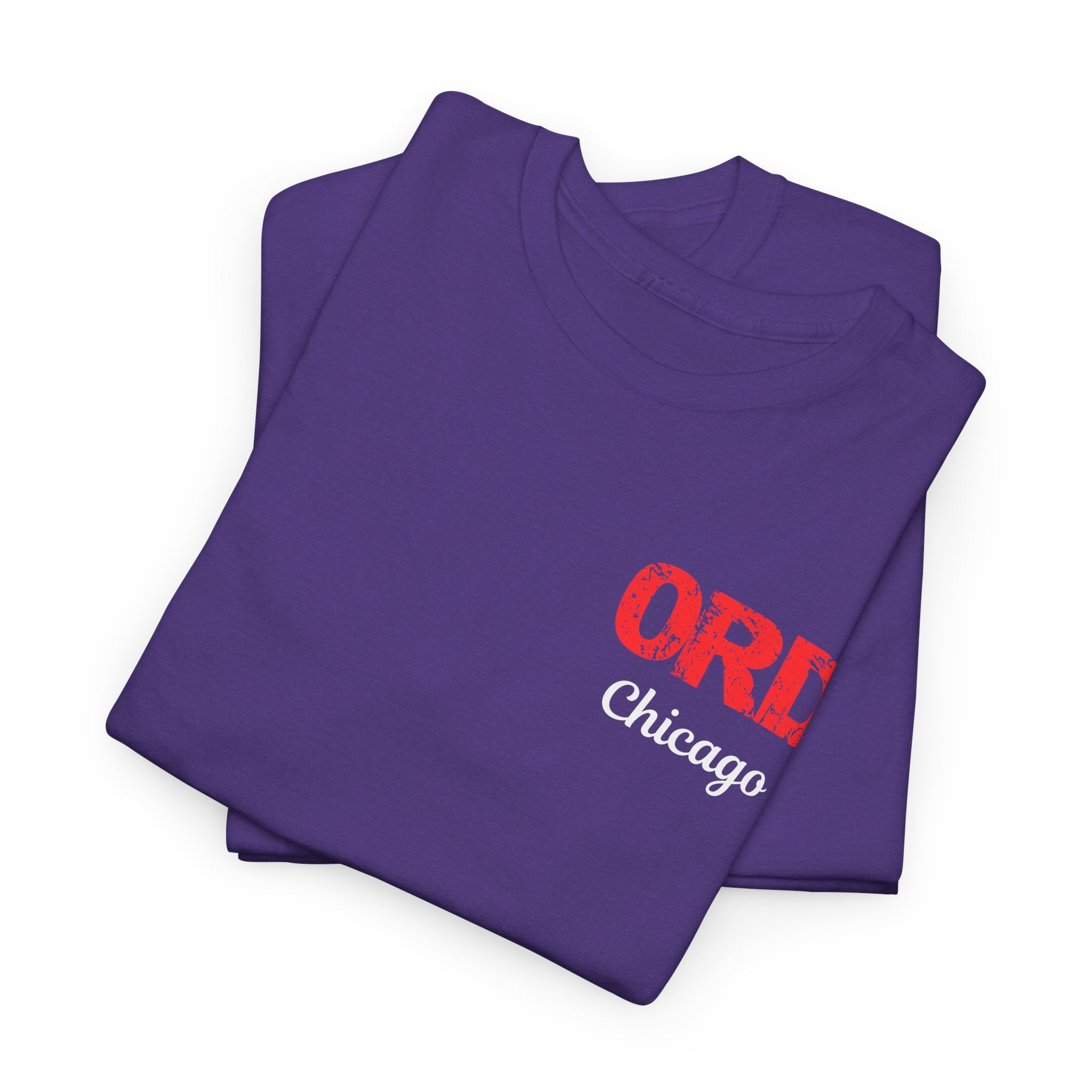 ORD Chicago International Airport Distressed Letter Unisex Heavy Cotton Tee Shirt