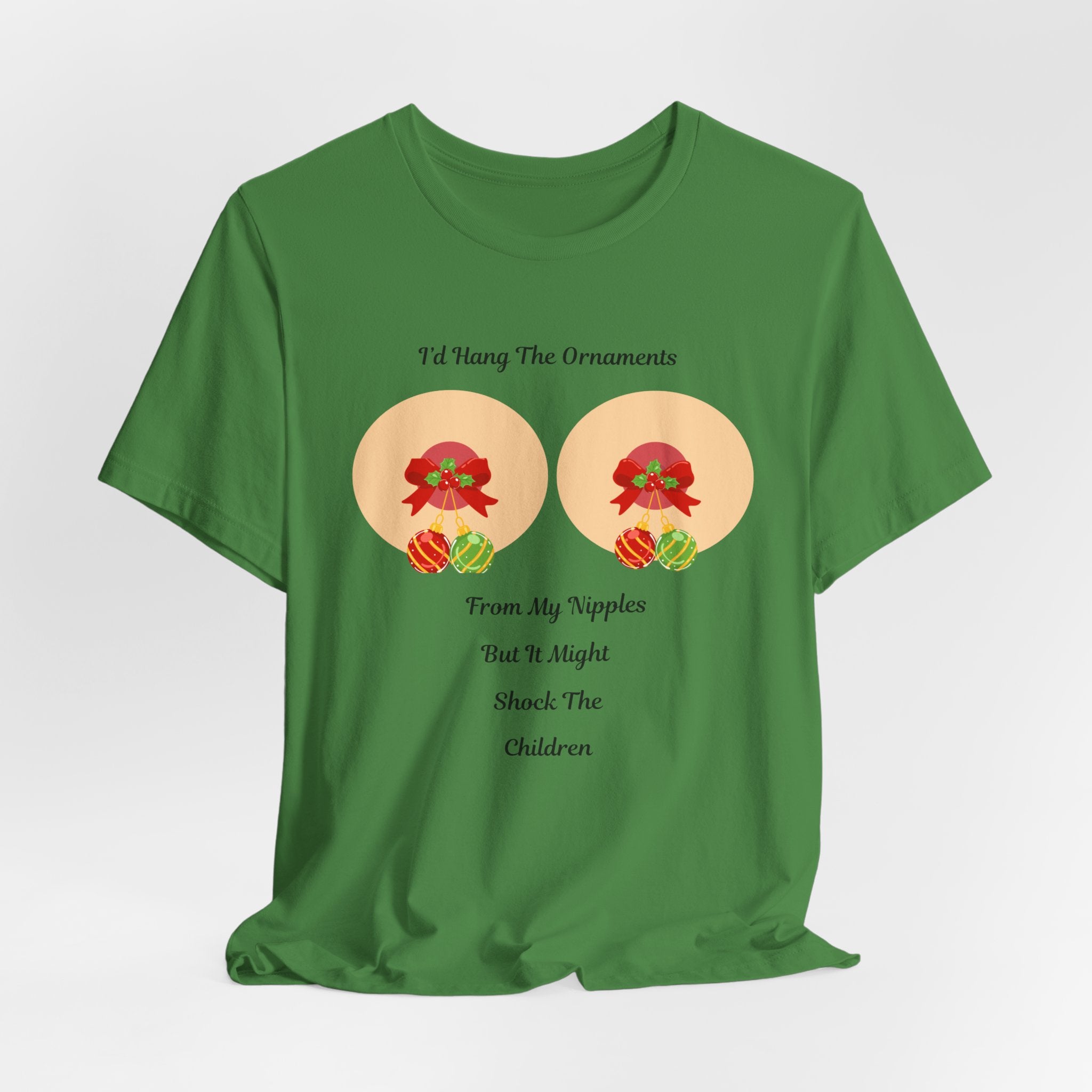 Funny and Naughty Christmas "I’d Hang The Ornaments From My Nipples" Holiday Unisex Heavy Cotton T Shirt