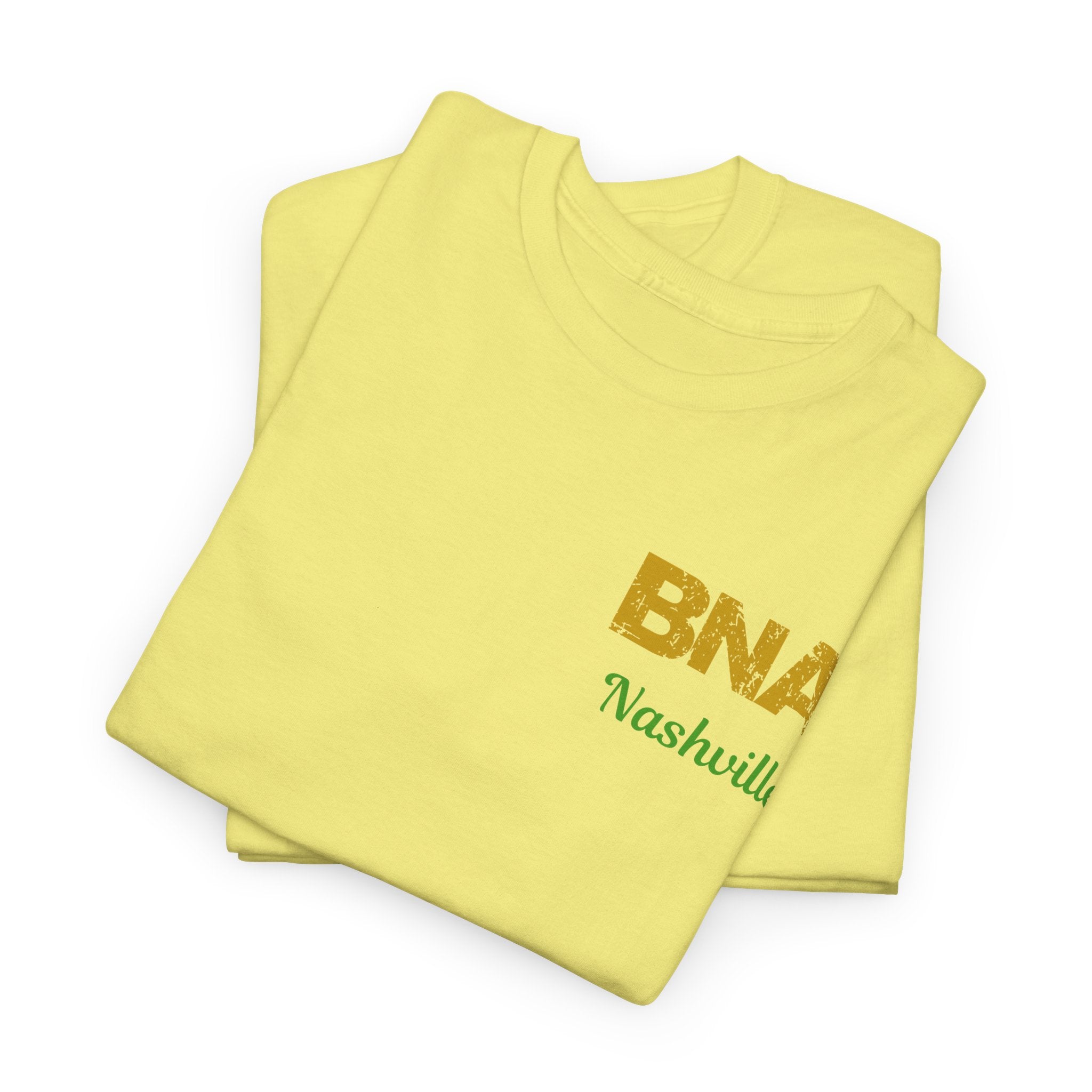 Distressed Letters BNA Nashville International Airport Code Unisex Heavy Cotton Tee Shirt