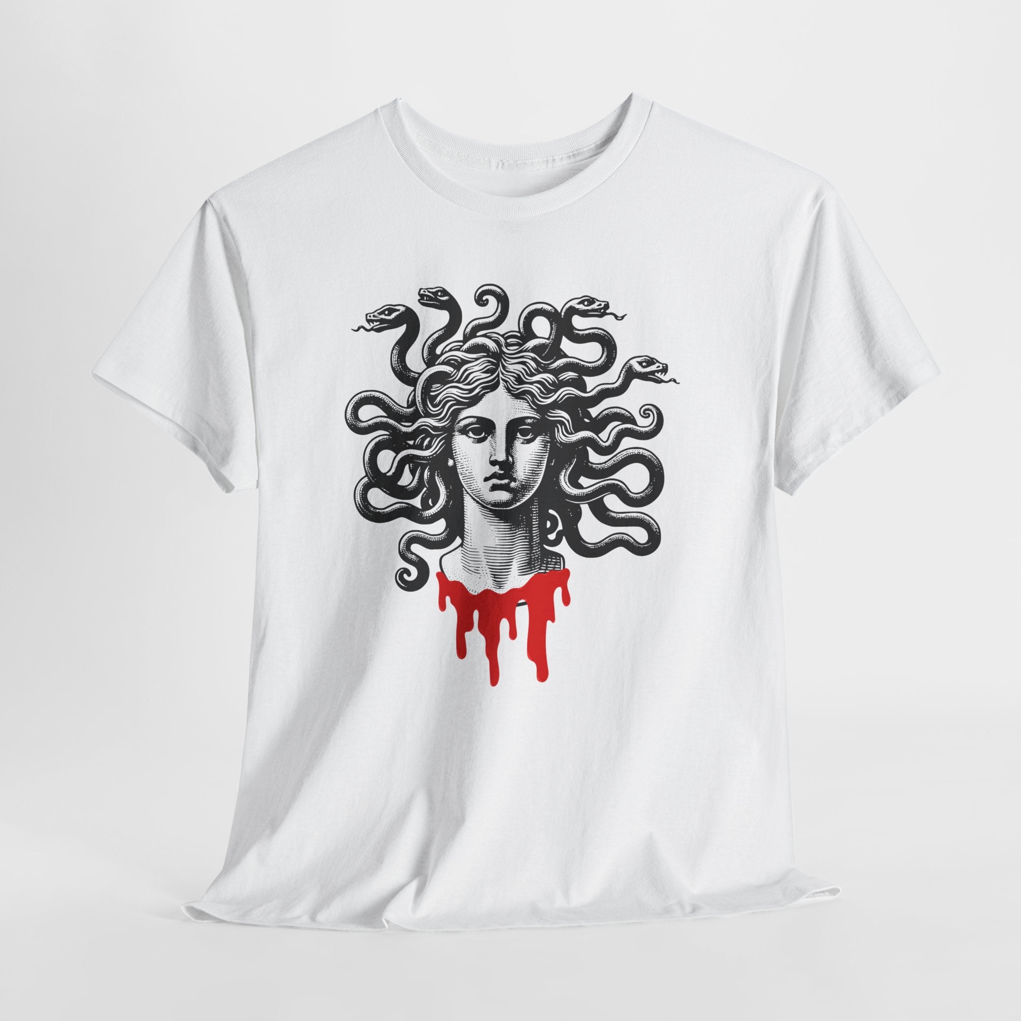 Medusa Graphic Unisex Heavy Cotton Tee - Horror-Inspired Art Shirt