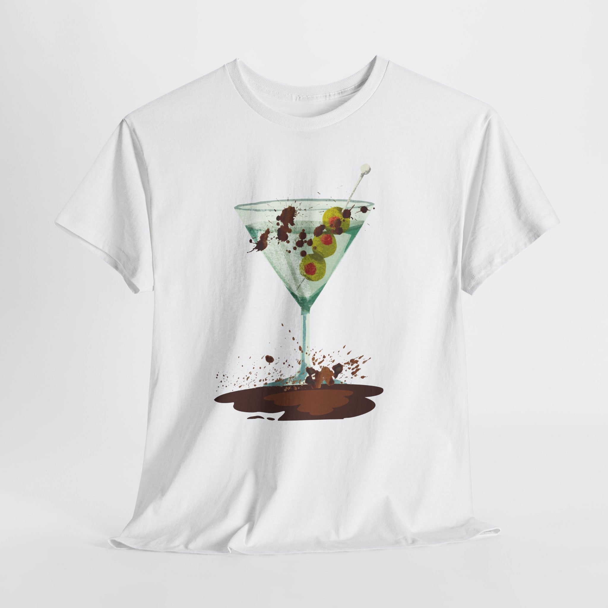 Fun Graphic "Dirty Martini" Unisex Heavy Cotton T-Shirt — Contemporary Graphic Cocktail Culture