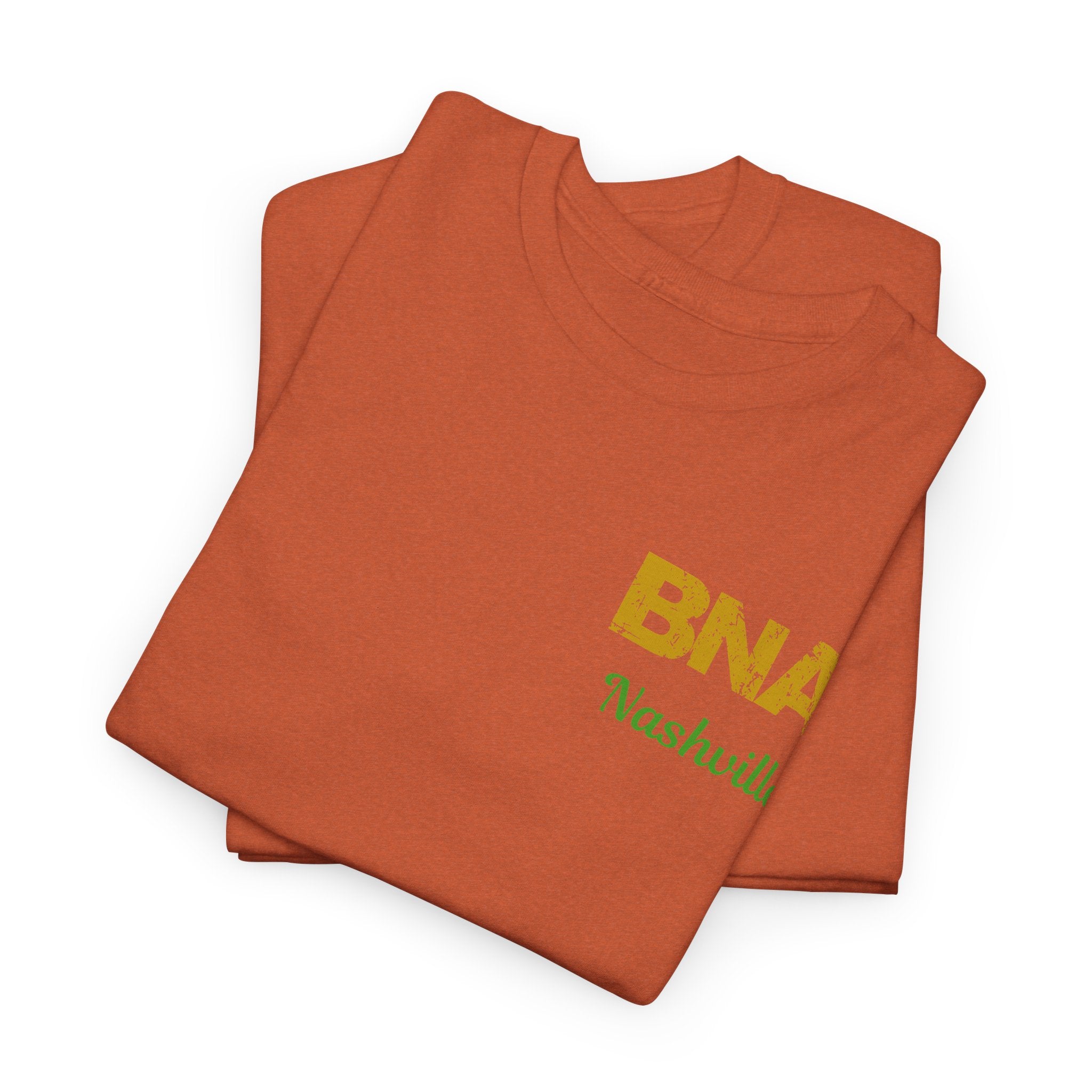 Distressed Letters BNA Nashville International Airport Code Unisex Heavy Cotton Tee Shirt