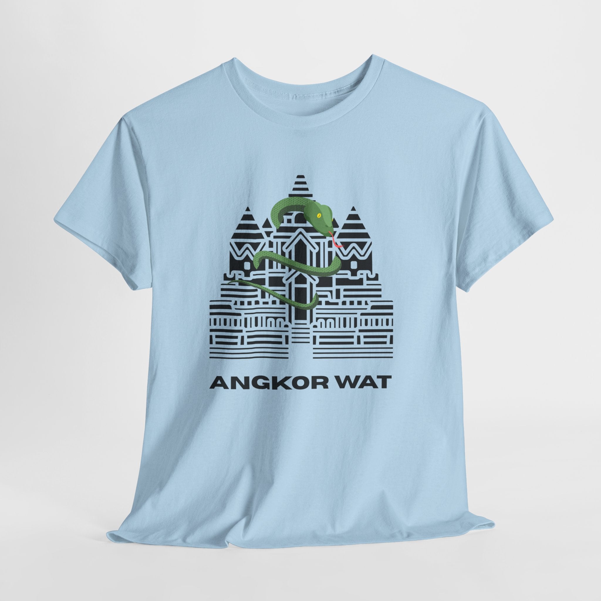 Fun and Quirky Angkor Wat Graphic  Unisex Heavy Cotton Tee — Minimalist Temple Illustration T-Shirt